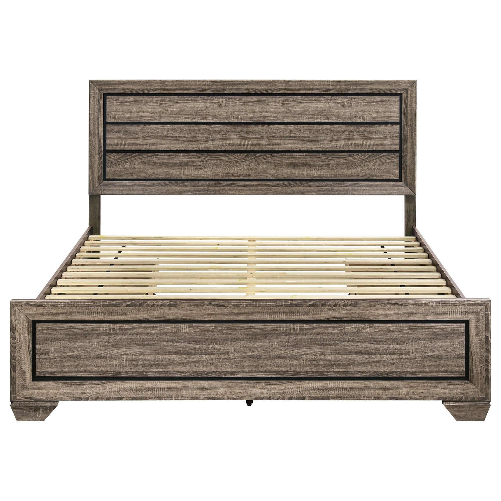 Kauffman Wood Eastern King Storage Panel Bed Washed Taupe - Tampa Furniture Outlet