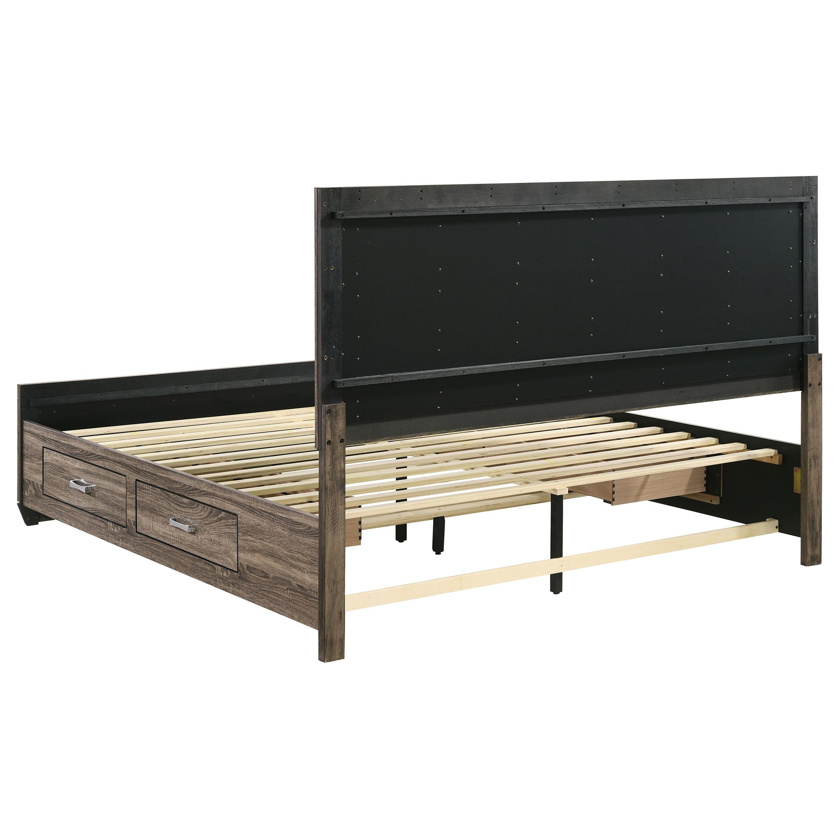 Kauffman Wood Eastern King Storage Panel Bed Washed Taupe - Tampa Furniture Outlet