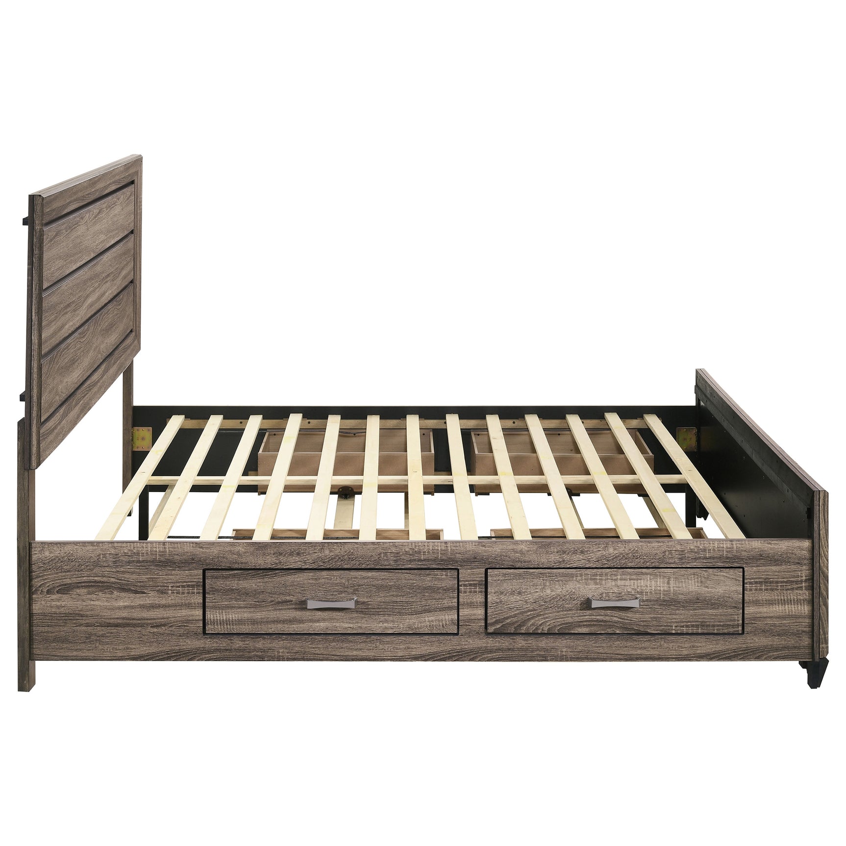 Kauffman Wood Eastern King Storage Panel Bed Washed Taupe - Tampa Furniture Outlet