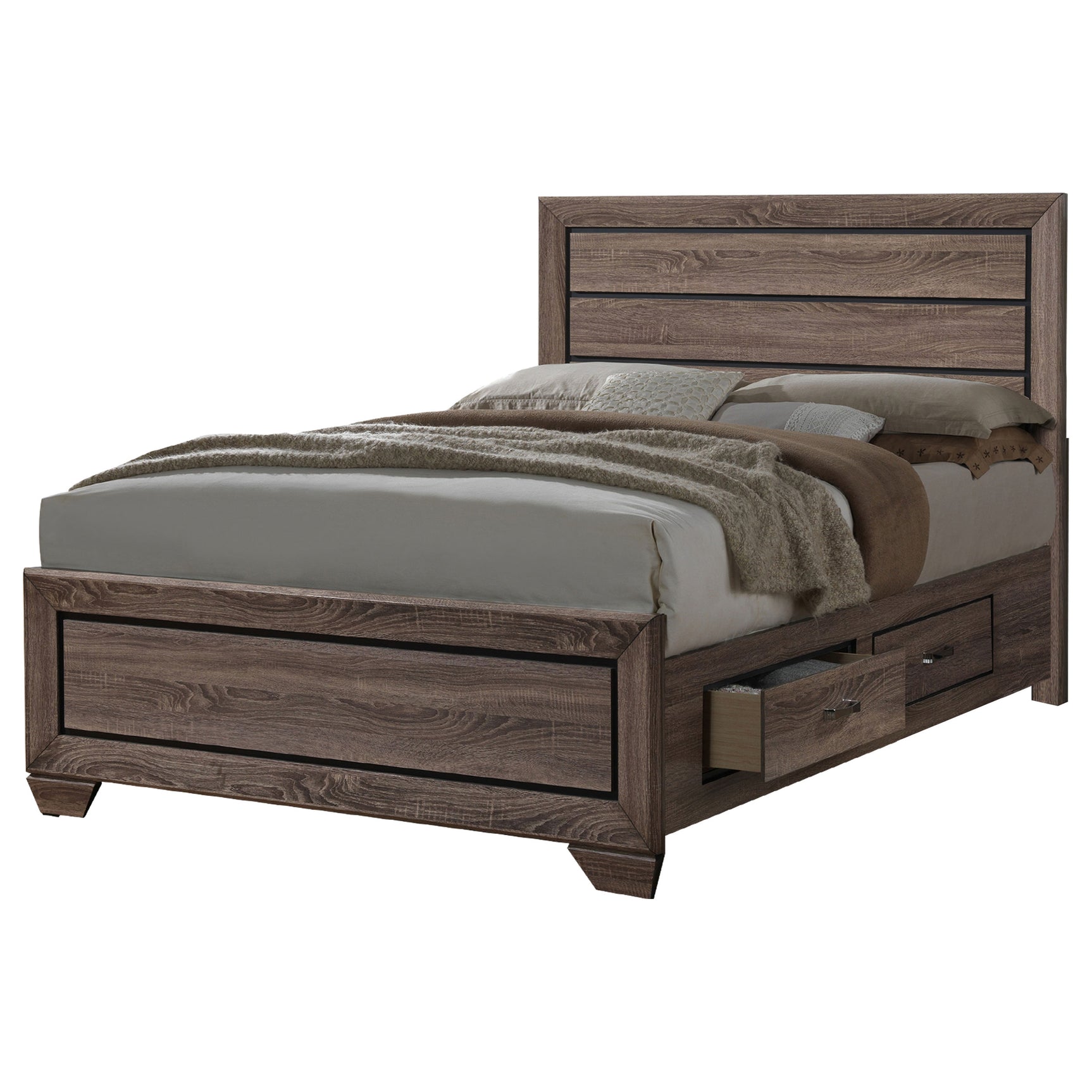 Kauffman 4-piece California King Bedroom Set Washed Taupe - Tampa Furniture Outlet