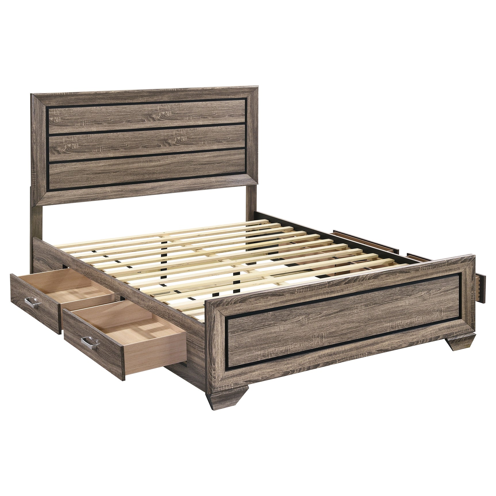 Tampa Furniture Outlet - Coaster - Kauffman Wood Queen Storage Panel Bed Washed Taupe - 204190Q