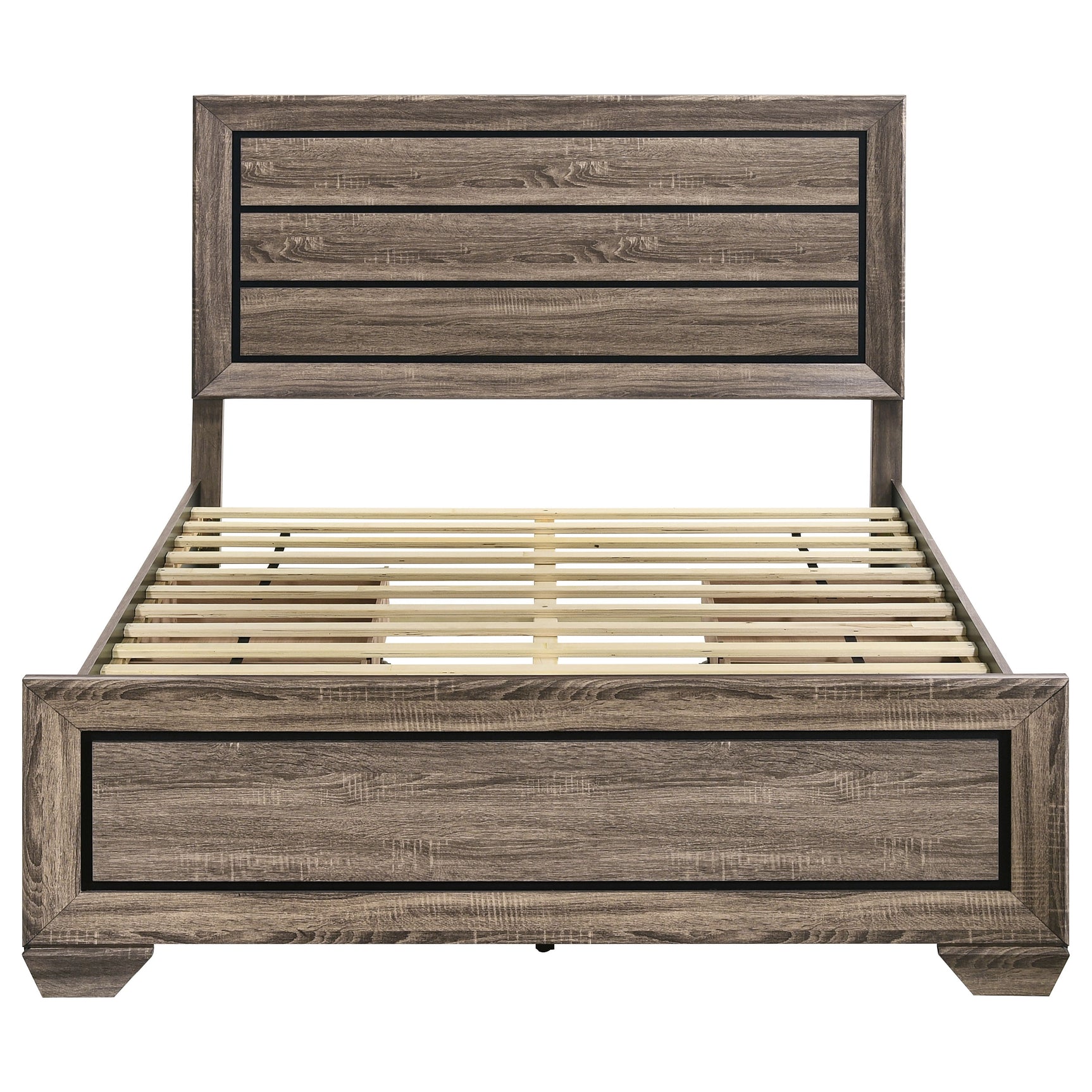 Kauffman Wood Queen Storage Panel Bed Washed Taupe - Tampa Furniture Outlet