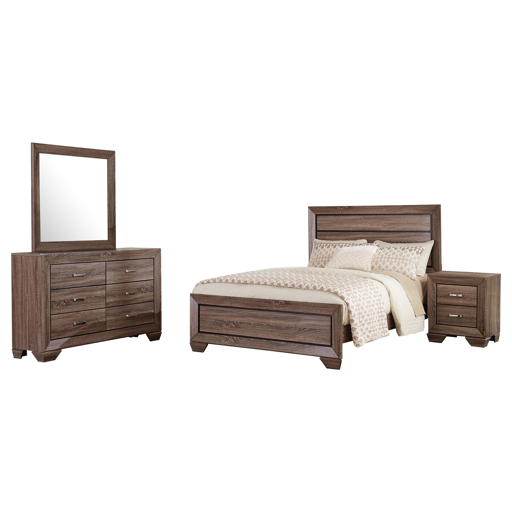 Tampa Furniture Outlet - Coaster - Kauffman 4-piece Eastern King Bedroom Set Washed Taupe - 204191KE-S4