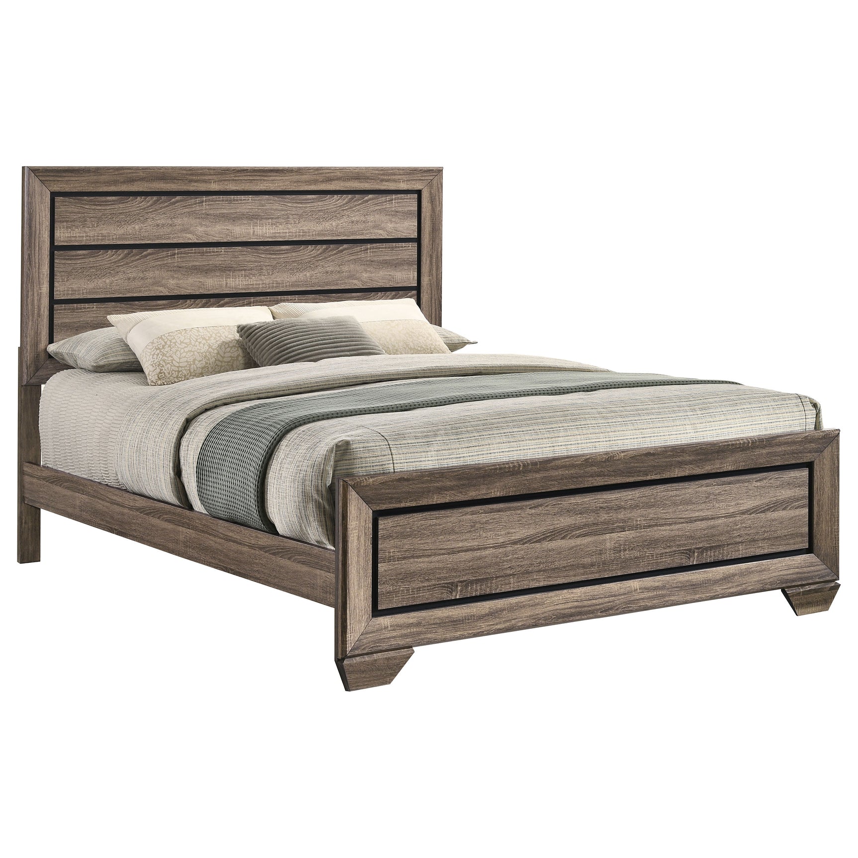 Kauffman Wood Queen Panel Bed Washed Taupe - Tampa Furniture Outlet