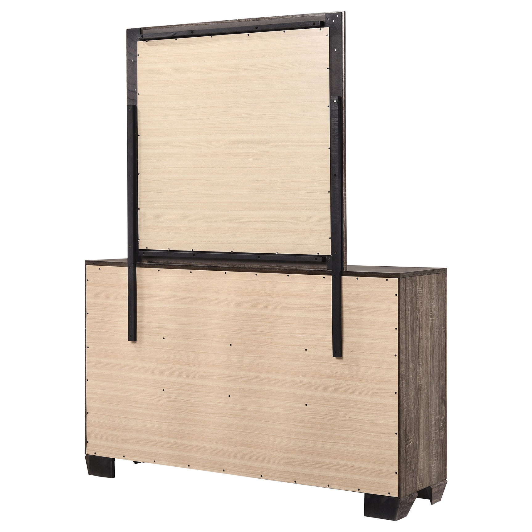 Kauffman 6-drawer Dresser with Mirror Washed Taupe - Tampa Furniture Outlet