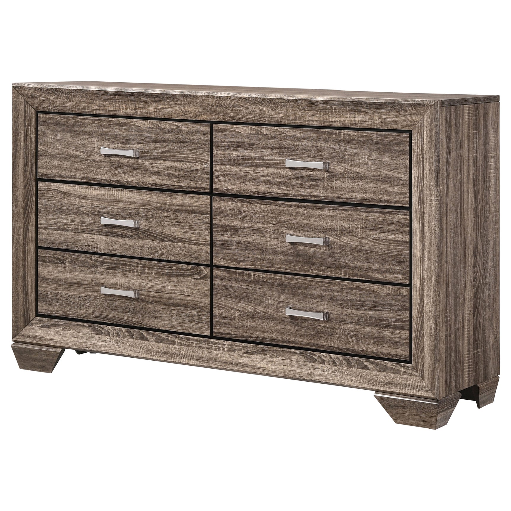 Kauffman 6-drawer Dresser Washed Taupe - Tampa Furniture Outlet