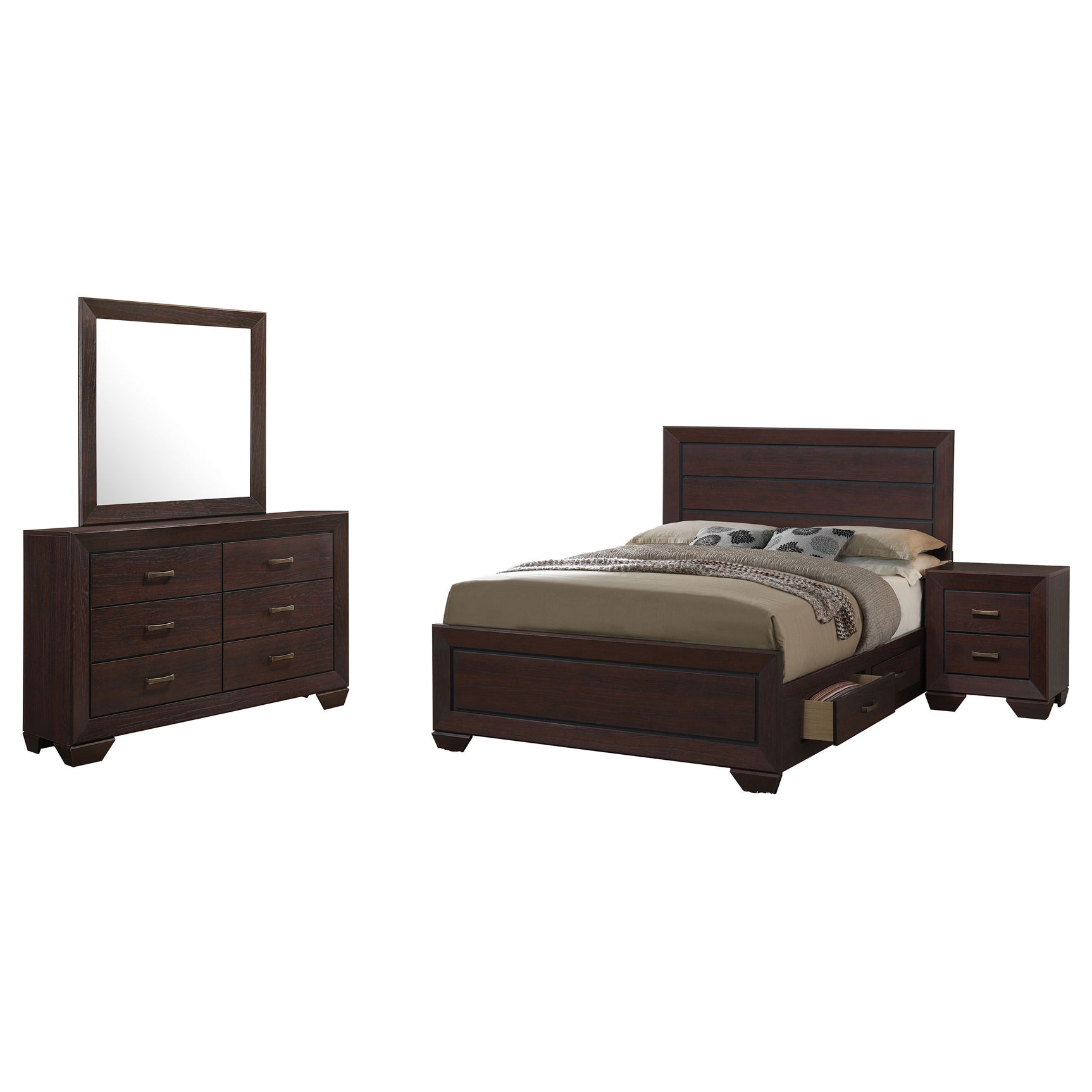 Kauffman 4-piece Eastern King Bedroom Set Dark Cocoa - Tampa Furniture Outlet