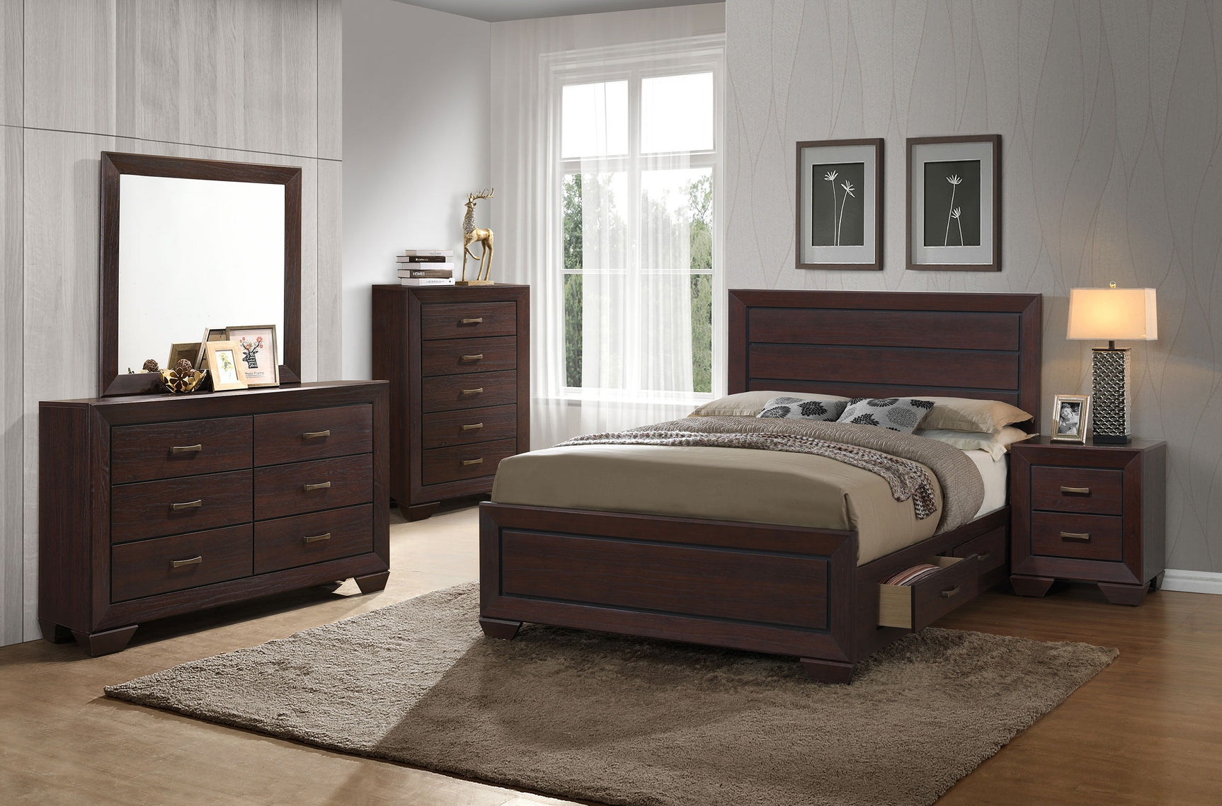 Tampa Furniture Outlet - Coaster - Kauffman 5-piece Eastern King Bedroom Set Dark Cocoa - 204390KE-S5