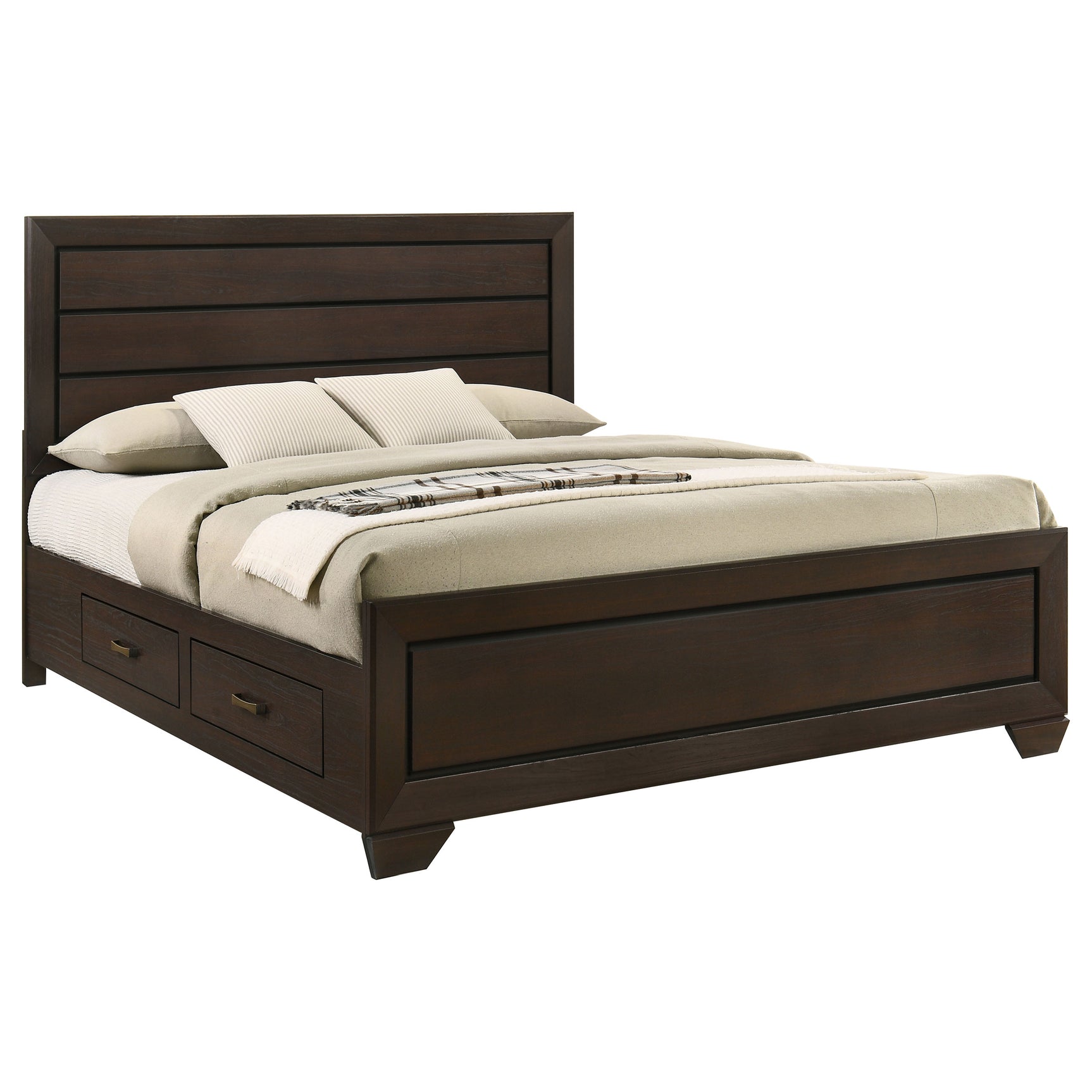 Kauffman Wood Eastern King Storage Panel Bed Dark Cocoa - Tampa Furniture Outlet