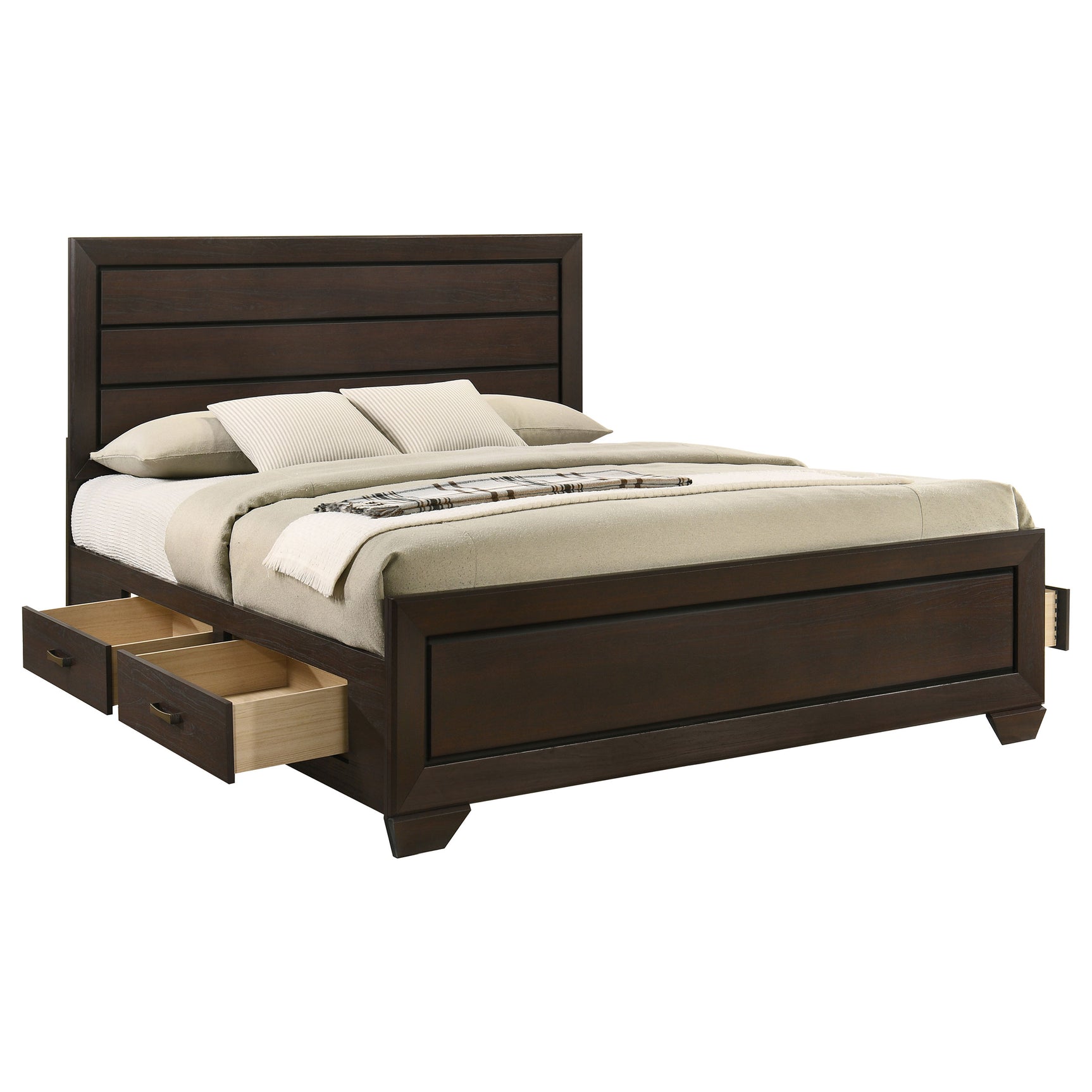 Kauffman Wood Eastern King Storage Panel Bed Dark Cocoa - Tampa Furniture Outlet