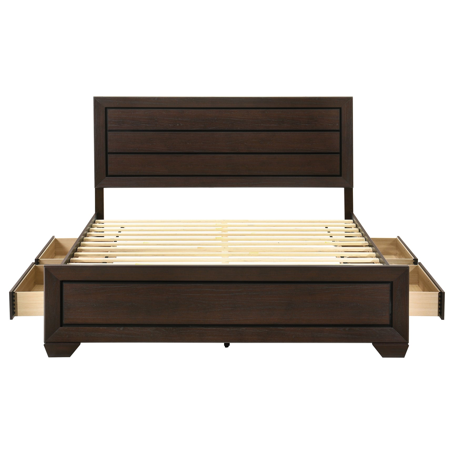 Kauffman Wood Eastern King Storage Panel Bed Dark Cocoa - Tampa Furniture Outlet