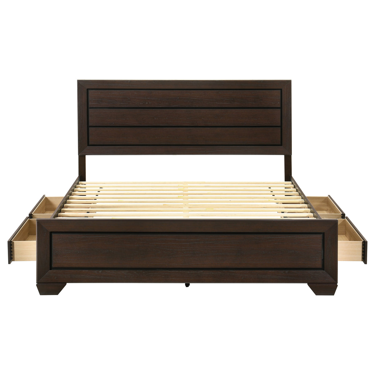 Kauffman Wood Eastern King Storage Panel Bed Dark Cocoa
