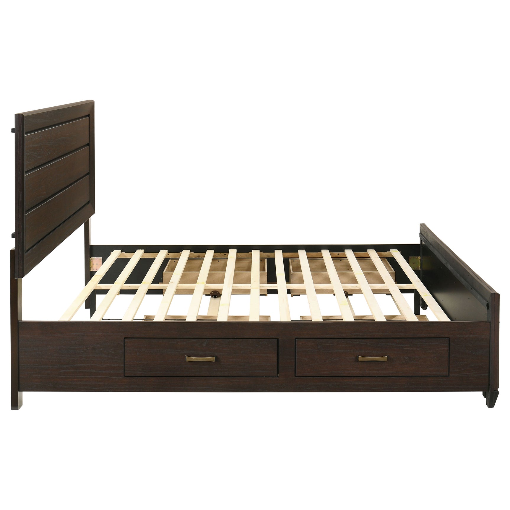Kauffman Wood Eastern King Storage Panel Bed Dark Cocoa - Tampa Furniture Outlet