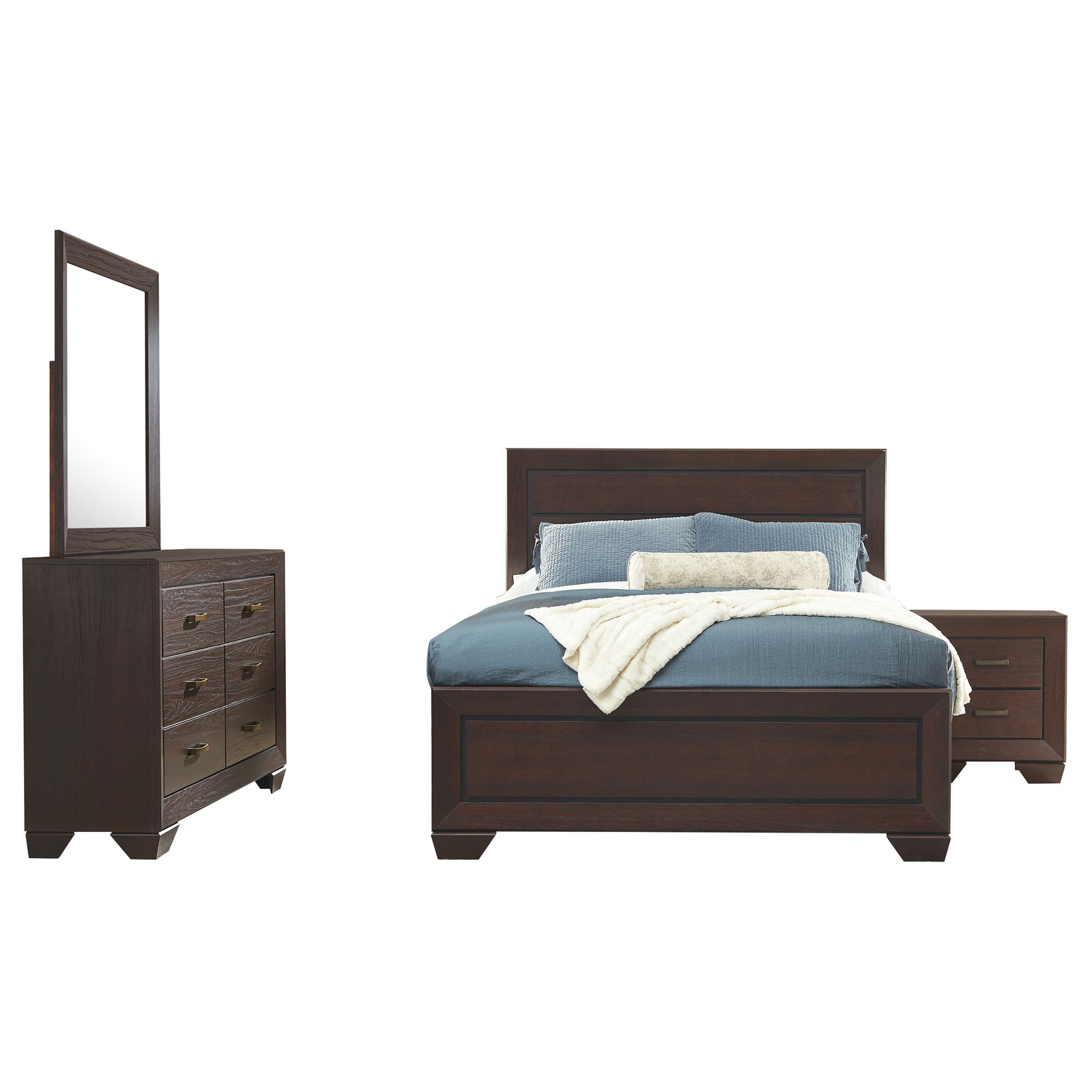 Kauffman 4-piece Eastern King Bedroom Set Dark Cocoa - Tampa Furniture Outlet