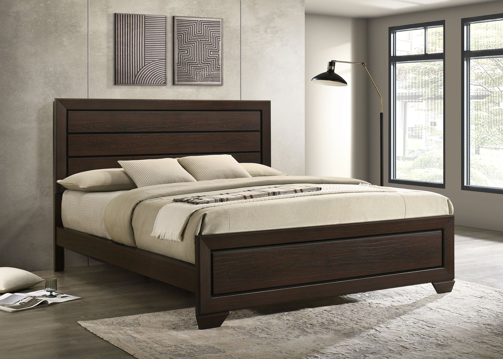 Kauffman Wood California King Panel Bed Dark Cocoa - Tampa Furniture Outlet