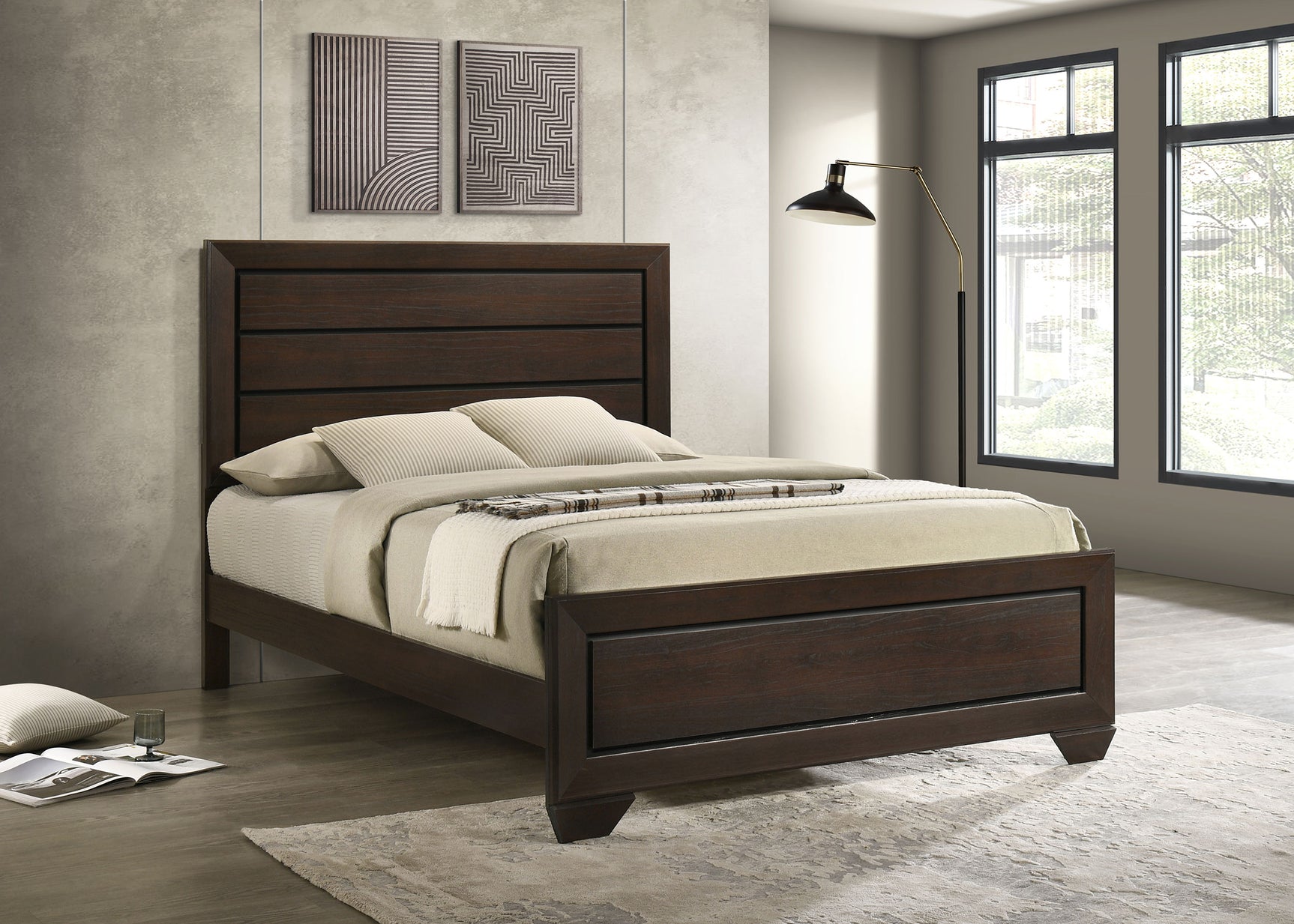 Kauffman Wood Queen Panel Bed Dark Cocoa - Tampa Furniture Outlet