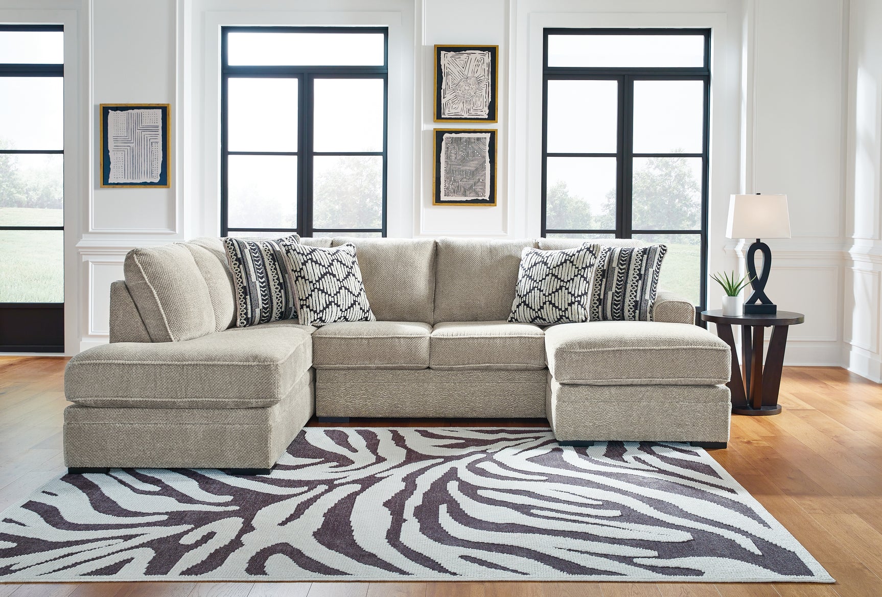 Tampa Furniture Outlet - Ashley Furniture - Calnita Sectional - RAF Sofa Chaise / Sisal - 2050203