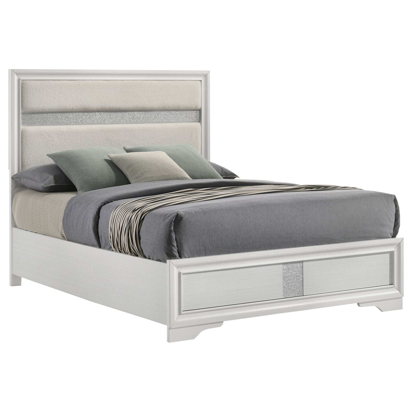 Miranda 54-inch Upholstered Full Panel Bed White - Tampa Furniture Outlet