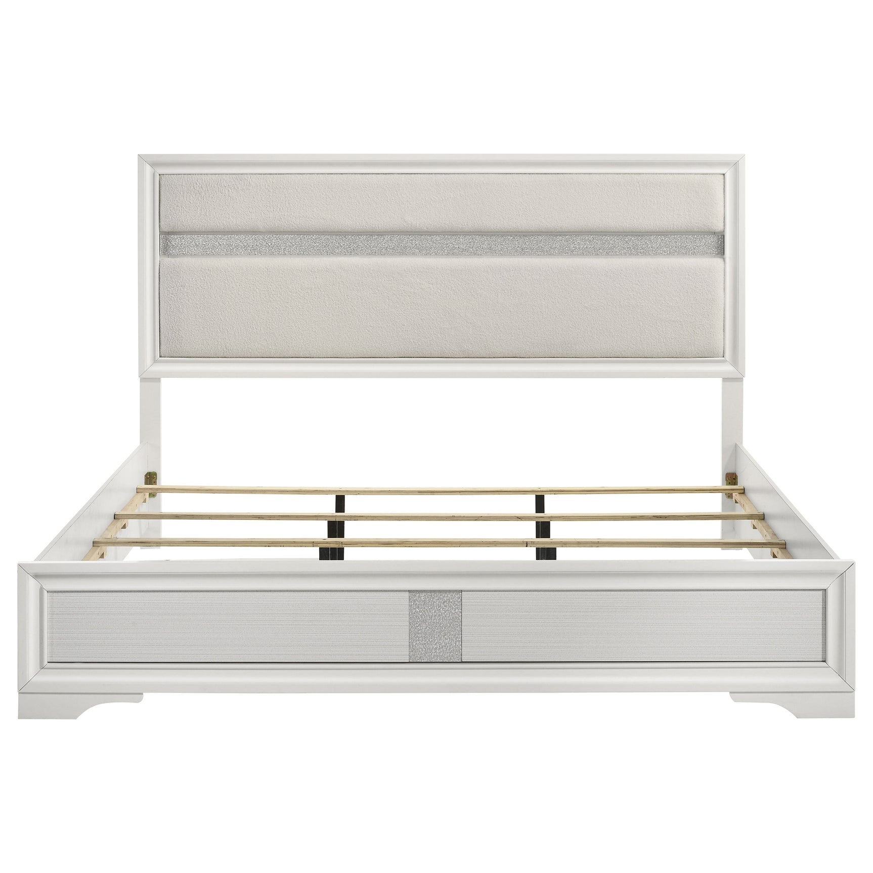Miranda 54-inch Upholstered Eastern King Panel Bed White - Tampa Furniture Outlet
