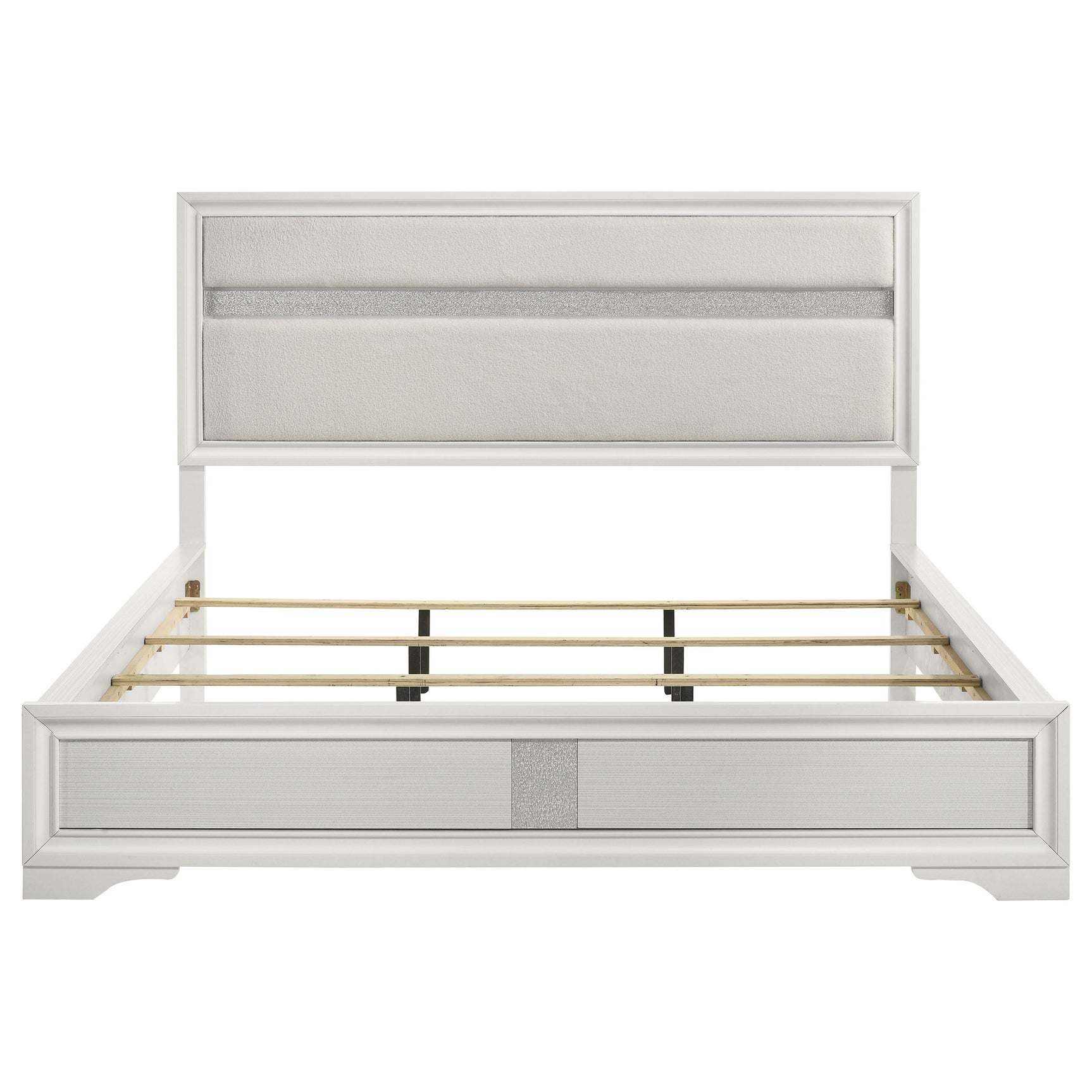 Miranda 54-inch Upholstered California King Panel Bed White - Tampa Furniture Outlet