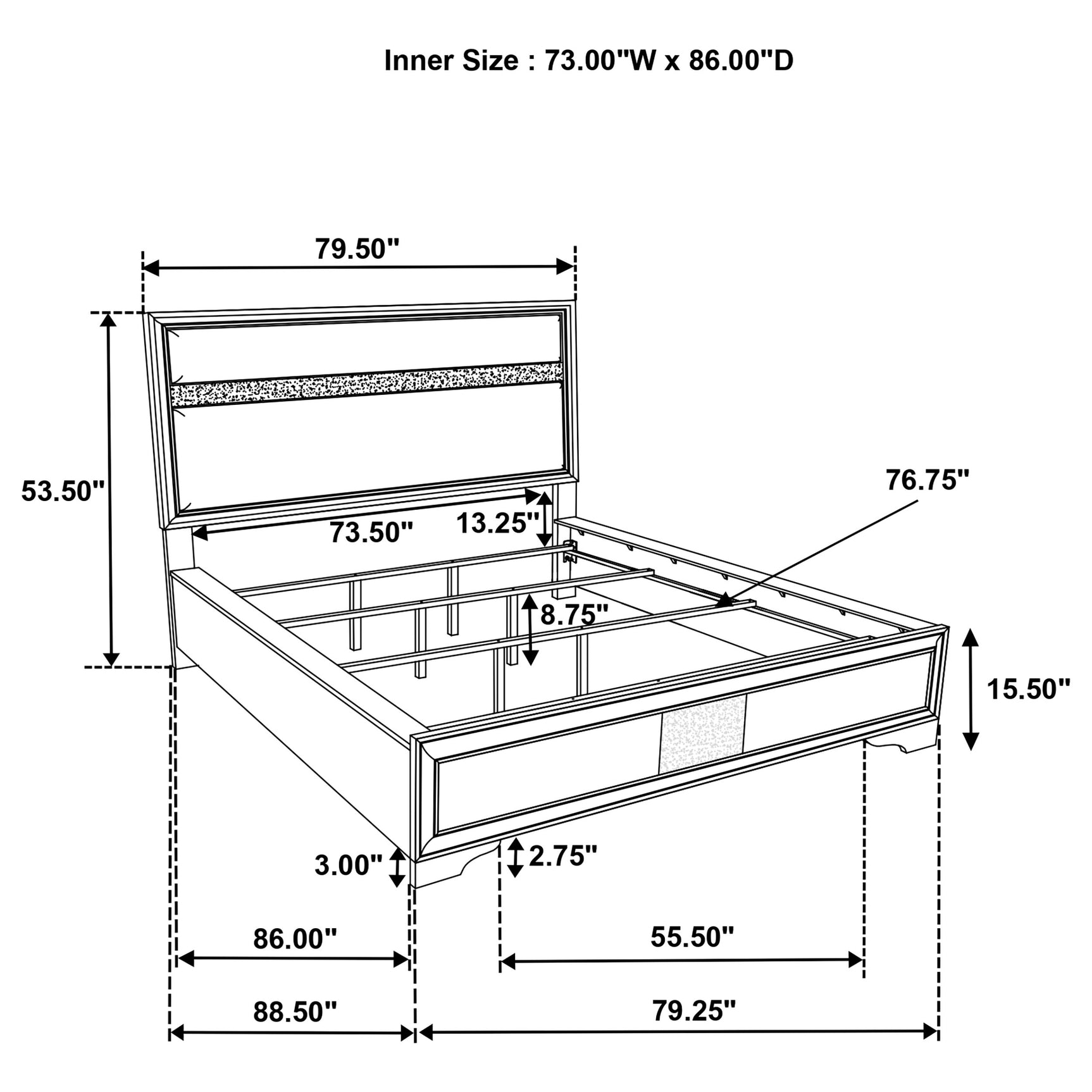 Miranda 54-inch Upholstered California King Panel Bed White - Tampa Furniture Outlet
