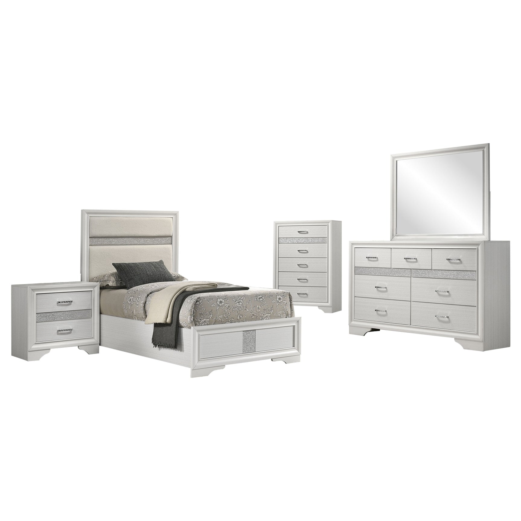 Miranda 5-piece Twin Bedroom Set White - Tampa Furniture Outlet