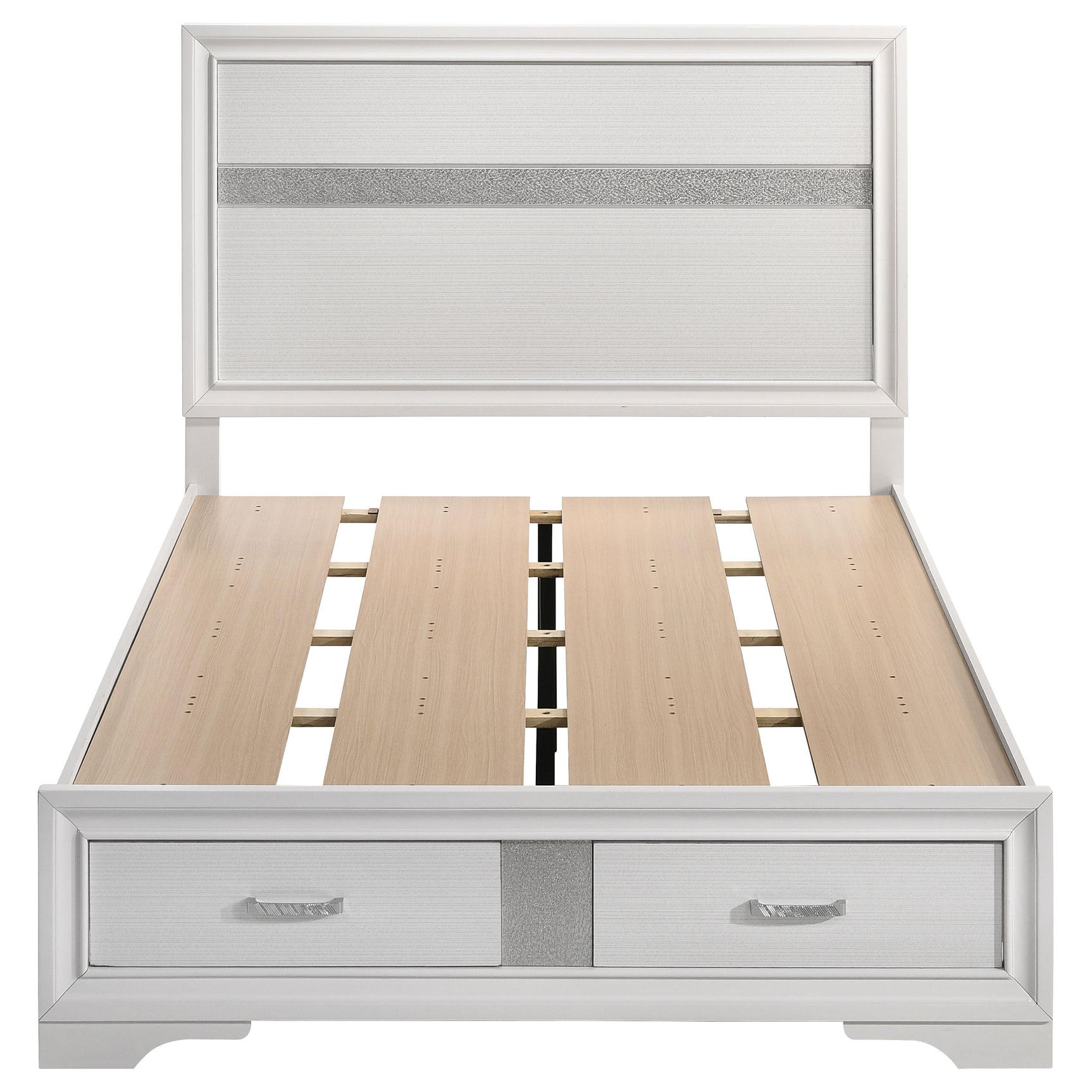 Miranda 51-inch Wood Full Storage Panel Bed White - Tampa Furniture Outlet