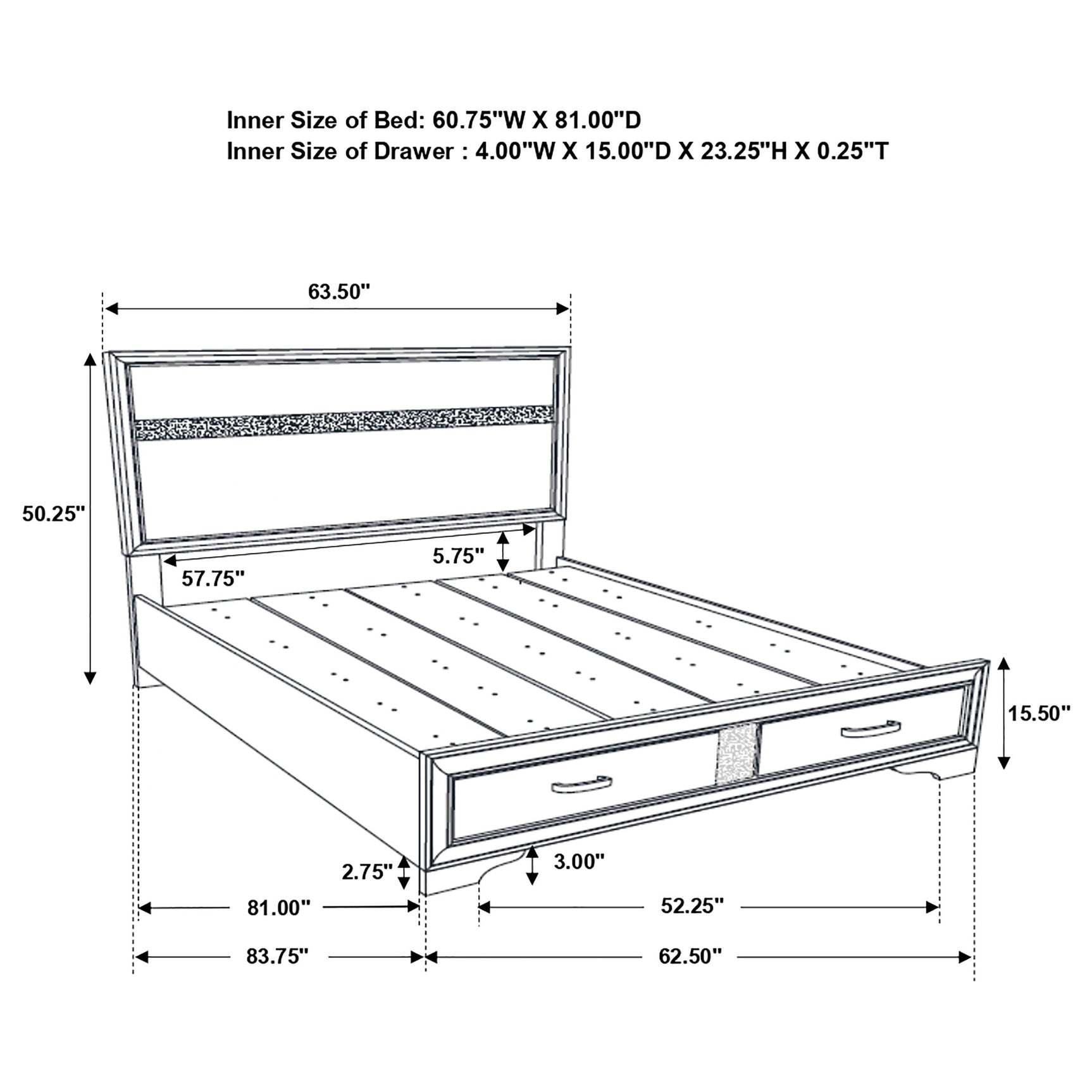Miranda 51-inch Wood Queen Storage Panel Bed White - Tampa Furniture Outlet