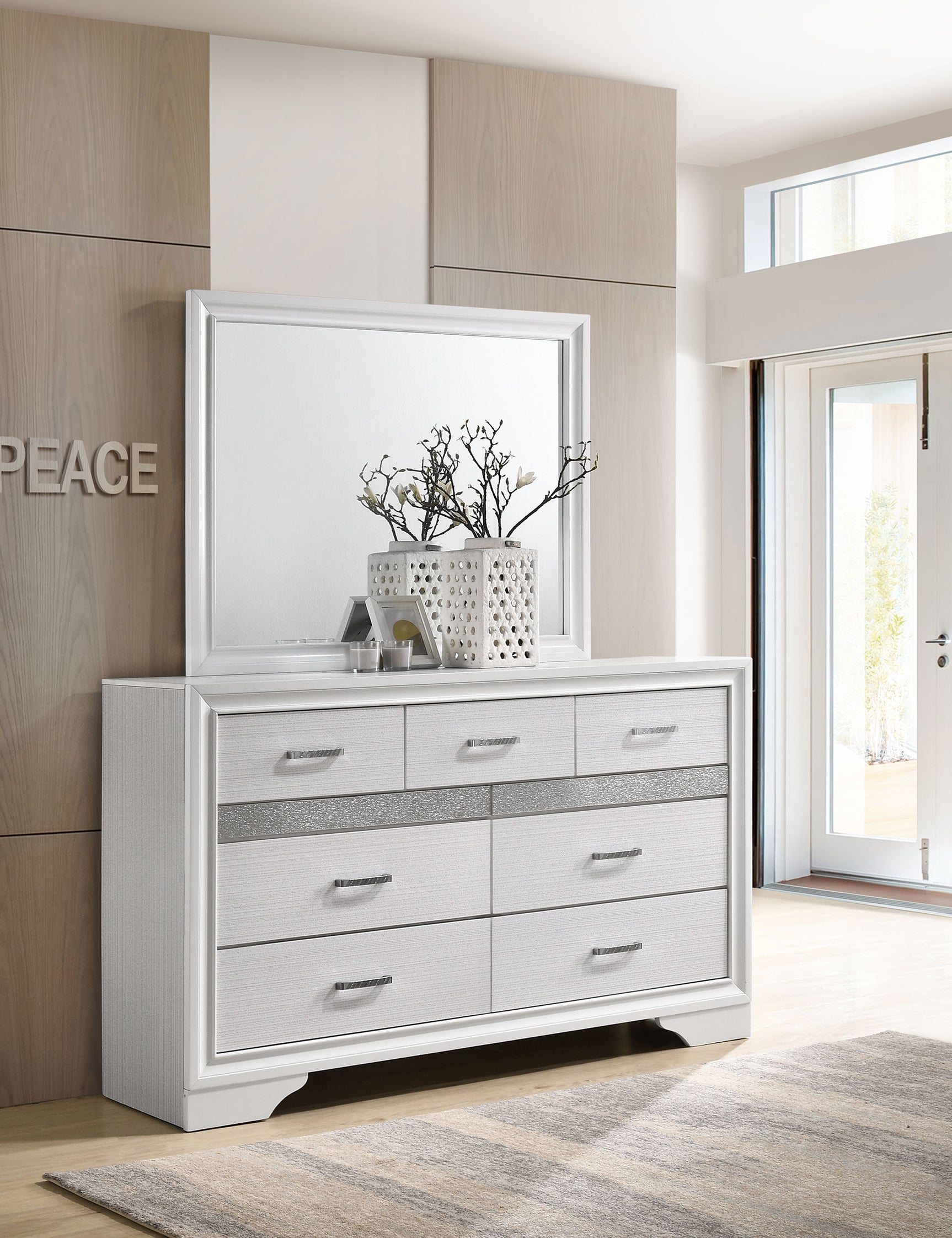 Miranda 7-drawer Dresser with Mirror White - Tampa Furniture Outlet