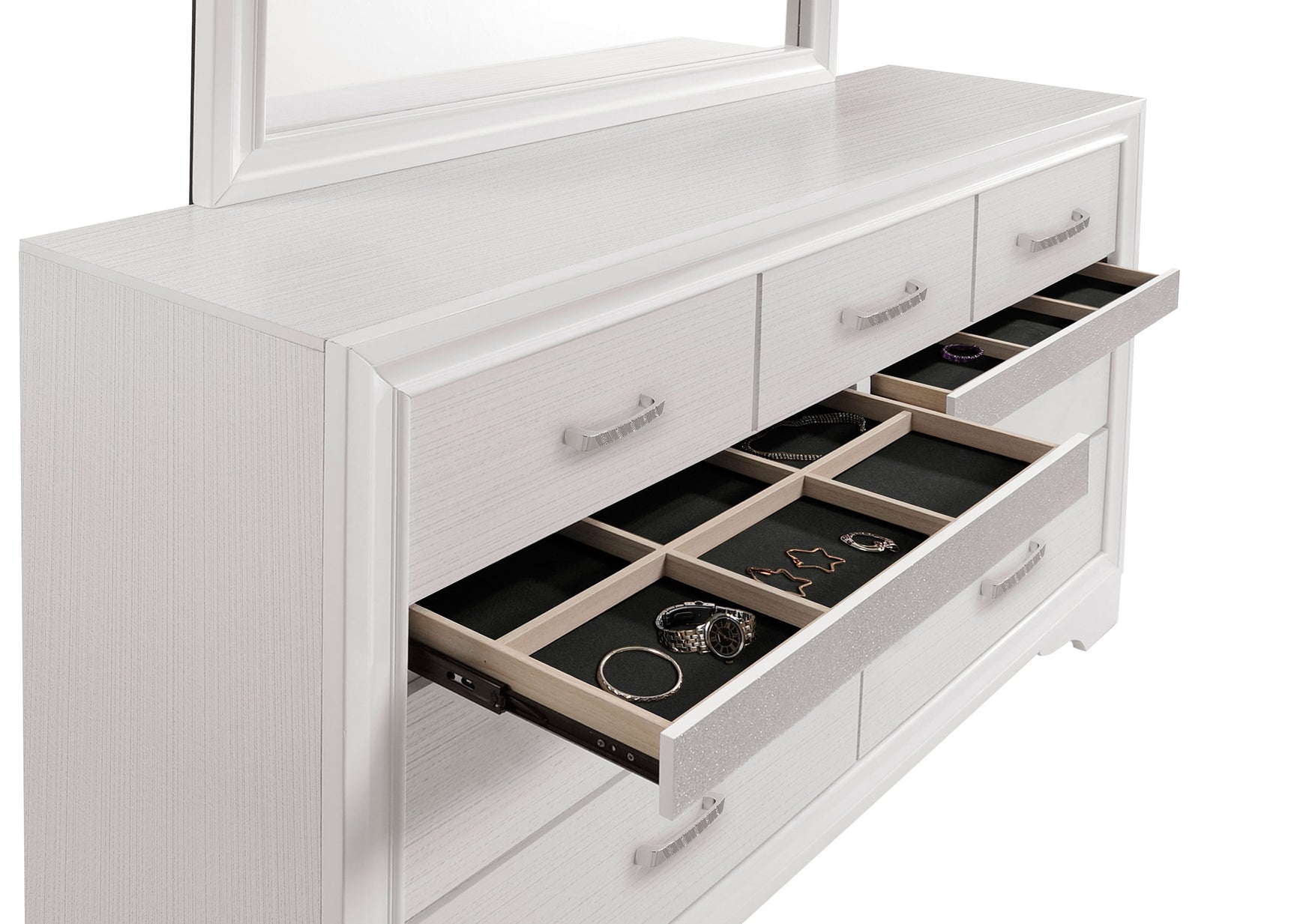 Miranda 7-drawer Dresser with Mirror White - Tampa Furniture Outlet