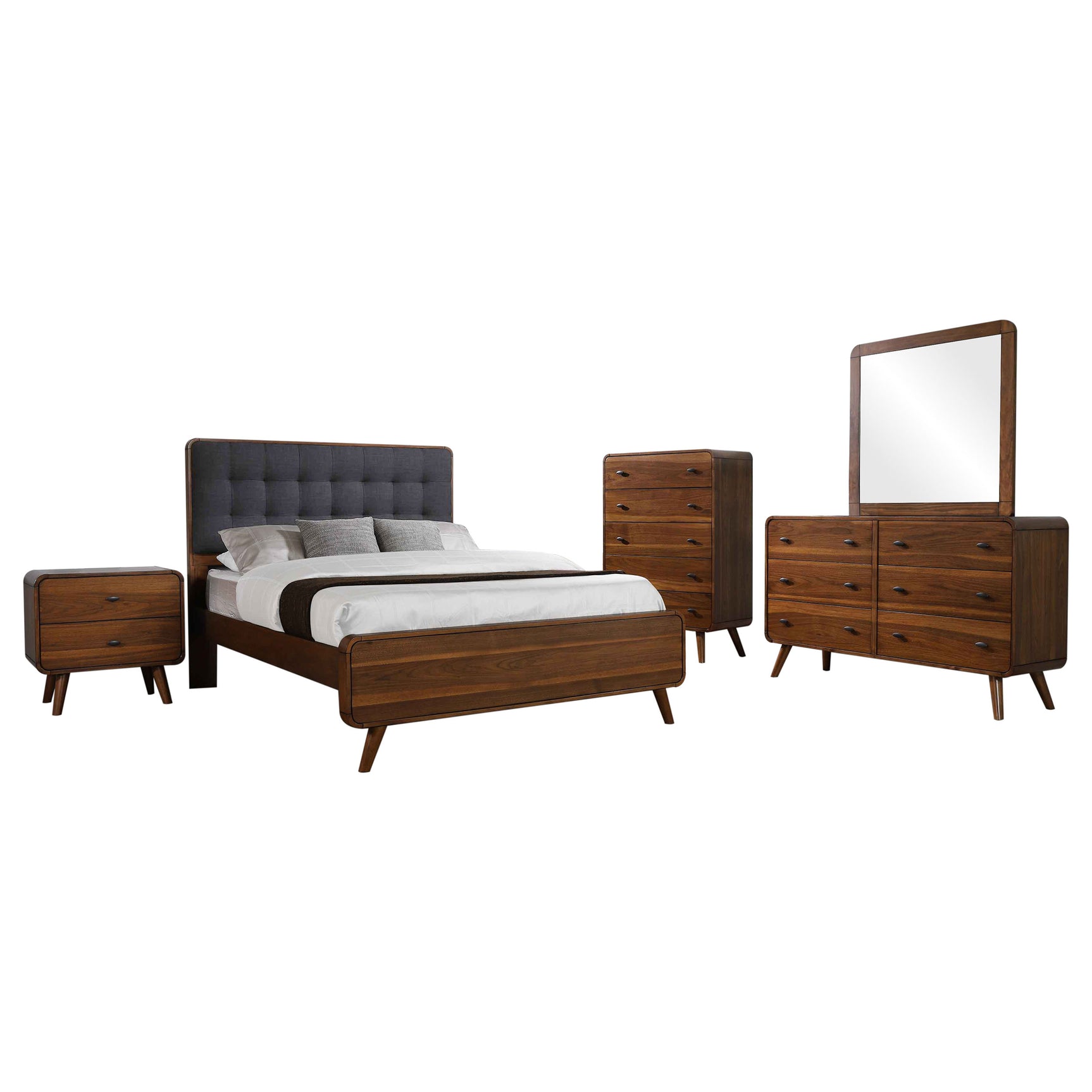 Robyn 5-piece Eastern King Bedroom Set Dark Walnut - Tampa Furniture Outlet