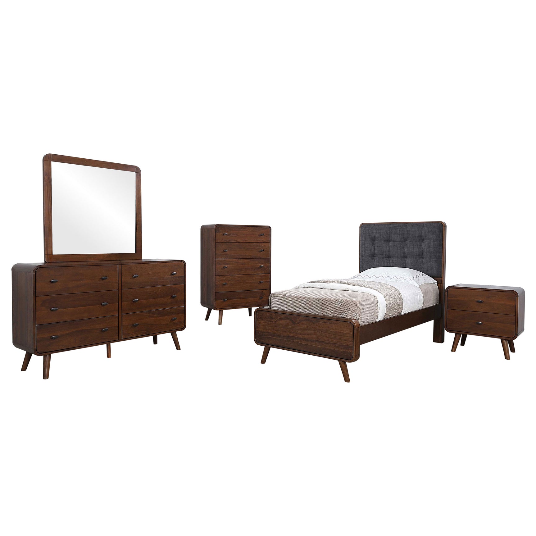 Robyn 5-piece Twin Bedroom Set Dark Walnut - Tampa Furniture Outlet