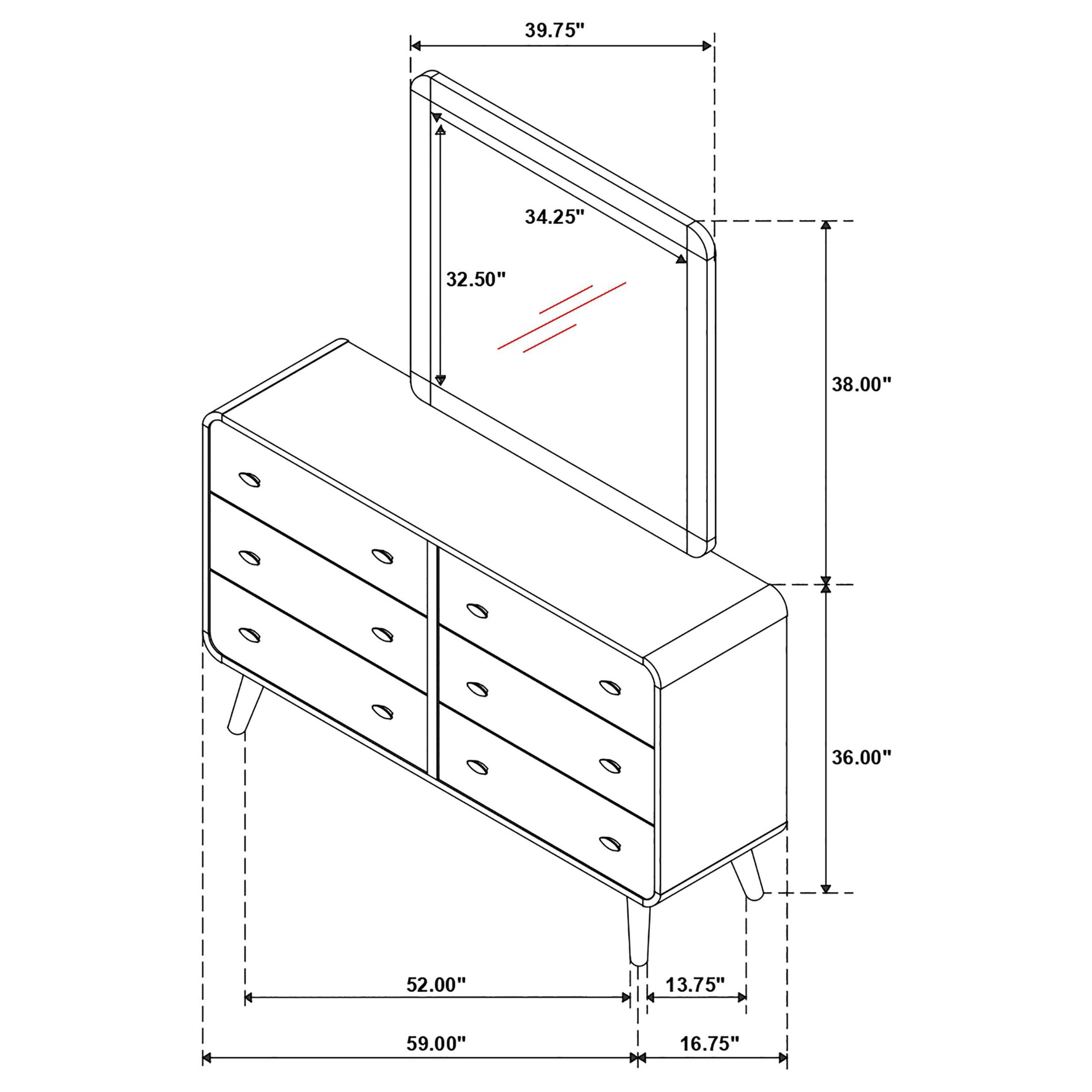 Robyn 6-drawer Dresser with Mirror Dark Walnut - Tampa Furniture Outlet