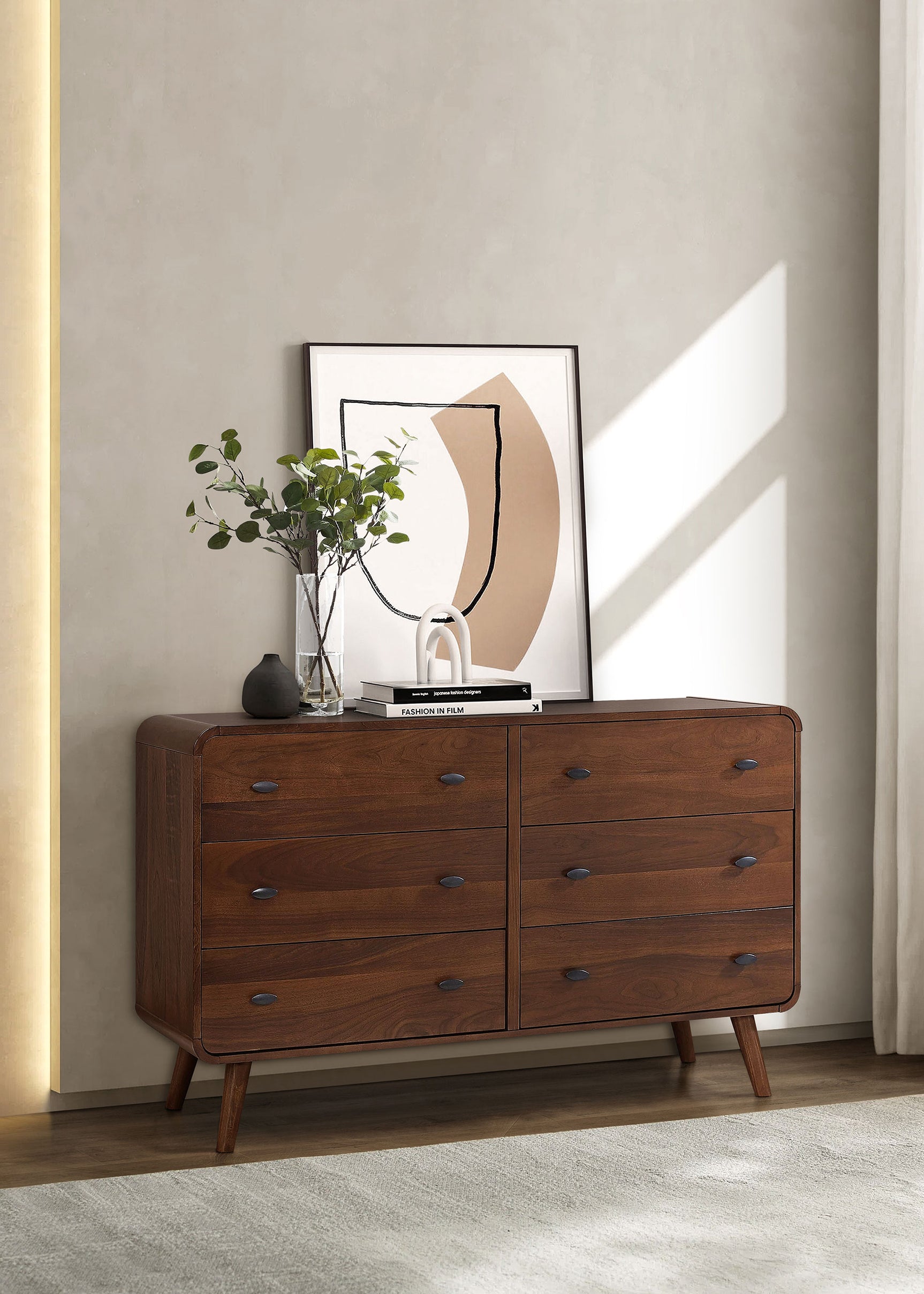 Robyn 6-drawer Bedroom Dresser Dark Walnut - Tampa Furniture Outlet
