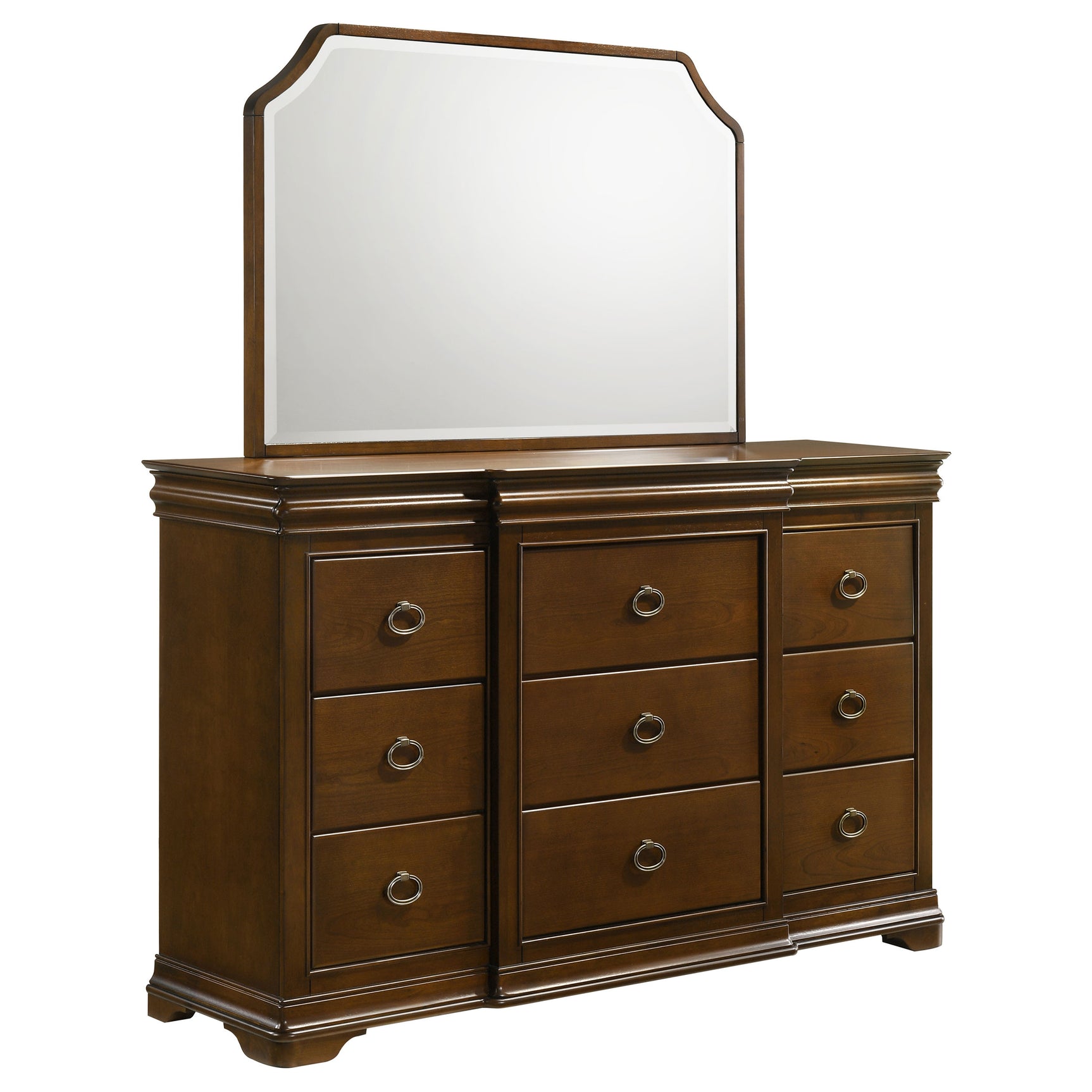 Tampa Furniture Outlet - Coaster - Garland 9-drawer Bedroom Dresser with Mirror Brown Cherry - 205303M