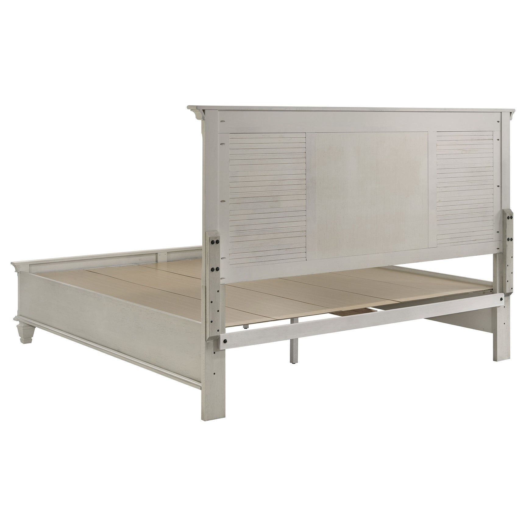 Franco Wood Eastern King Storage Panel Bed Distressed White - Tampa Furniture Outlet