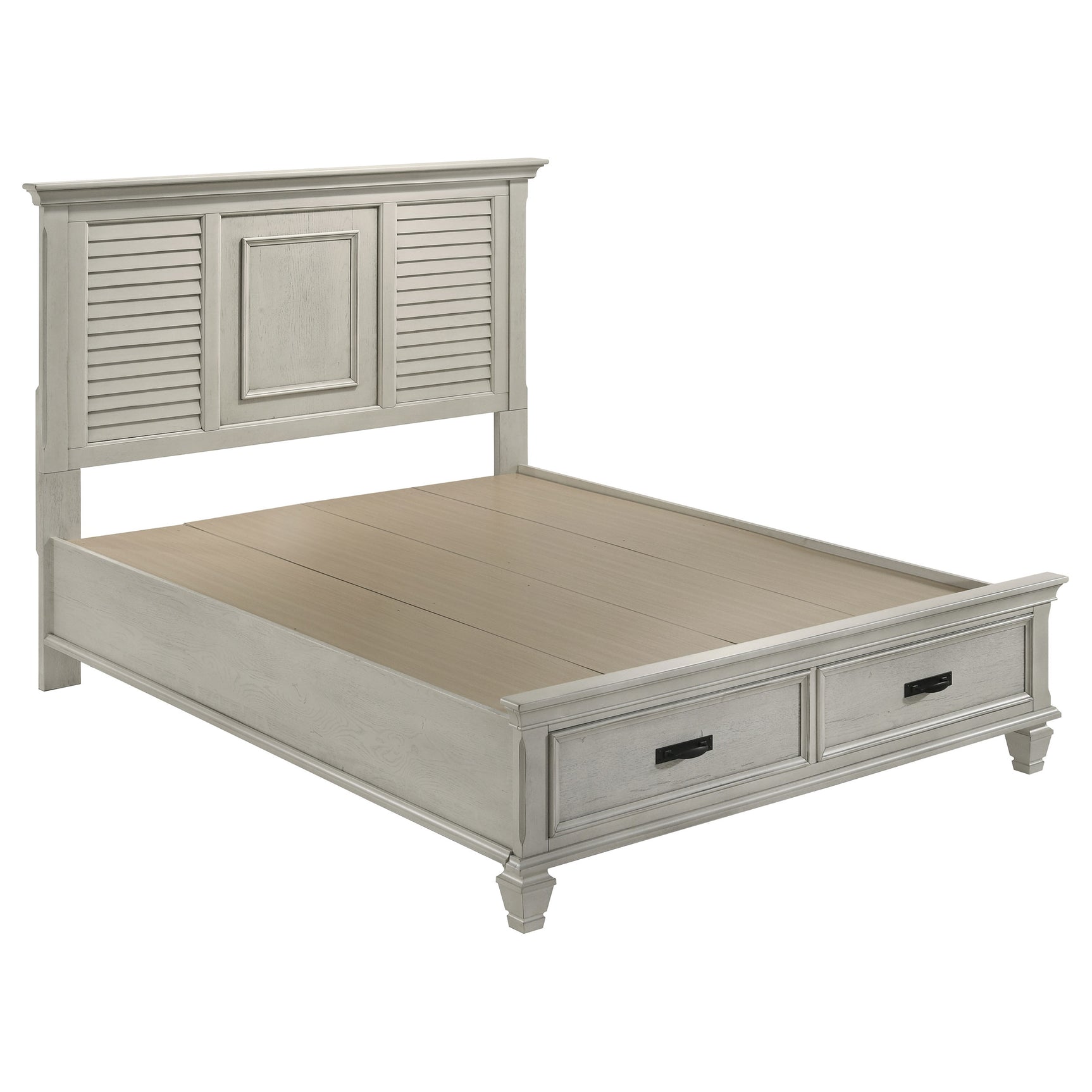 Tampa Furniture Outlet - Coaster - Franco Wood Queen Storage Panel Bed Distressed White - 205330Q