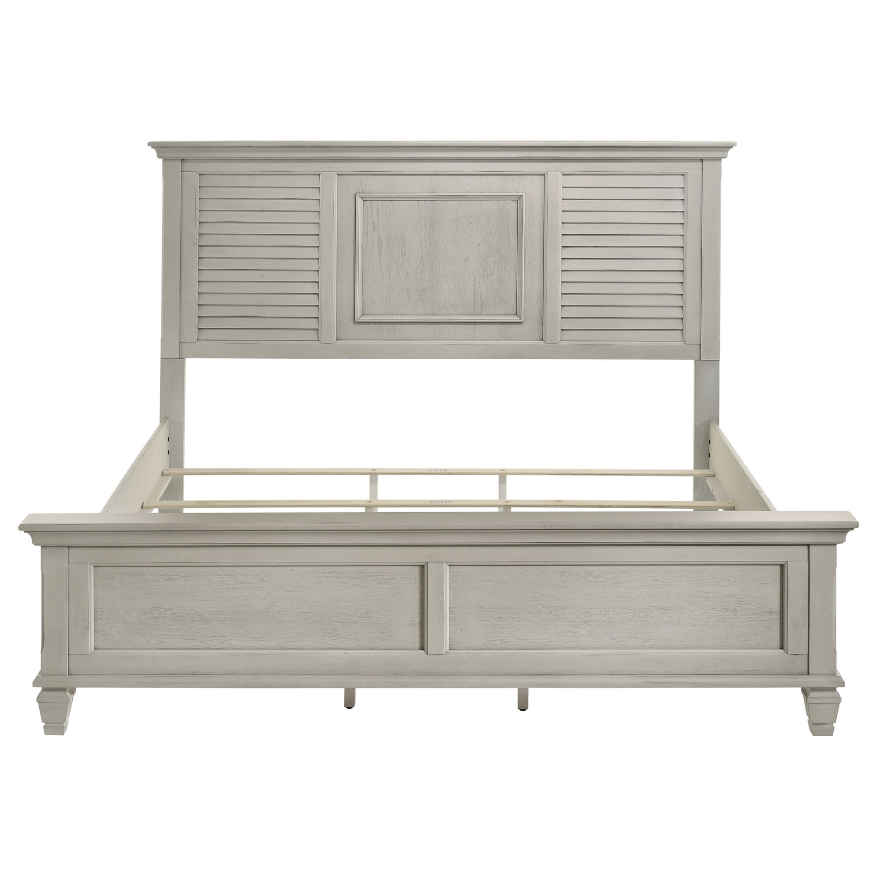 Franco Wood Eastern King Panel Bed Distressed White - Tampa Furniture Outlet