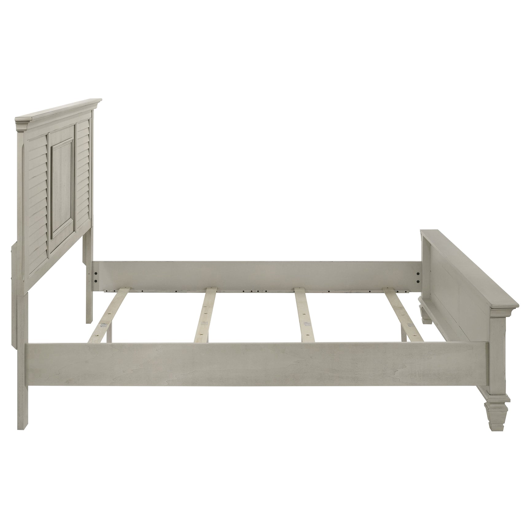Franco Wood Eastern King Panel Bed Distressed White - Tampa Furniture Outlet