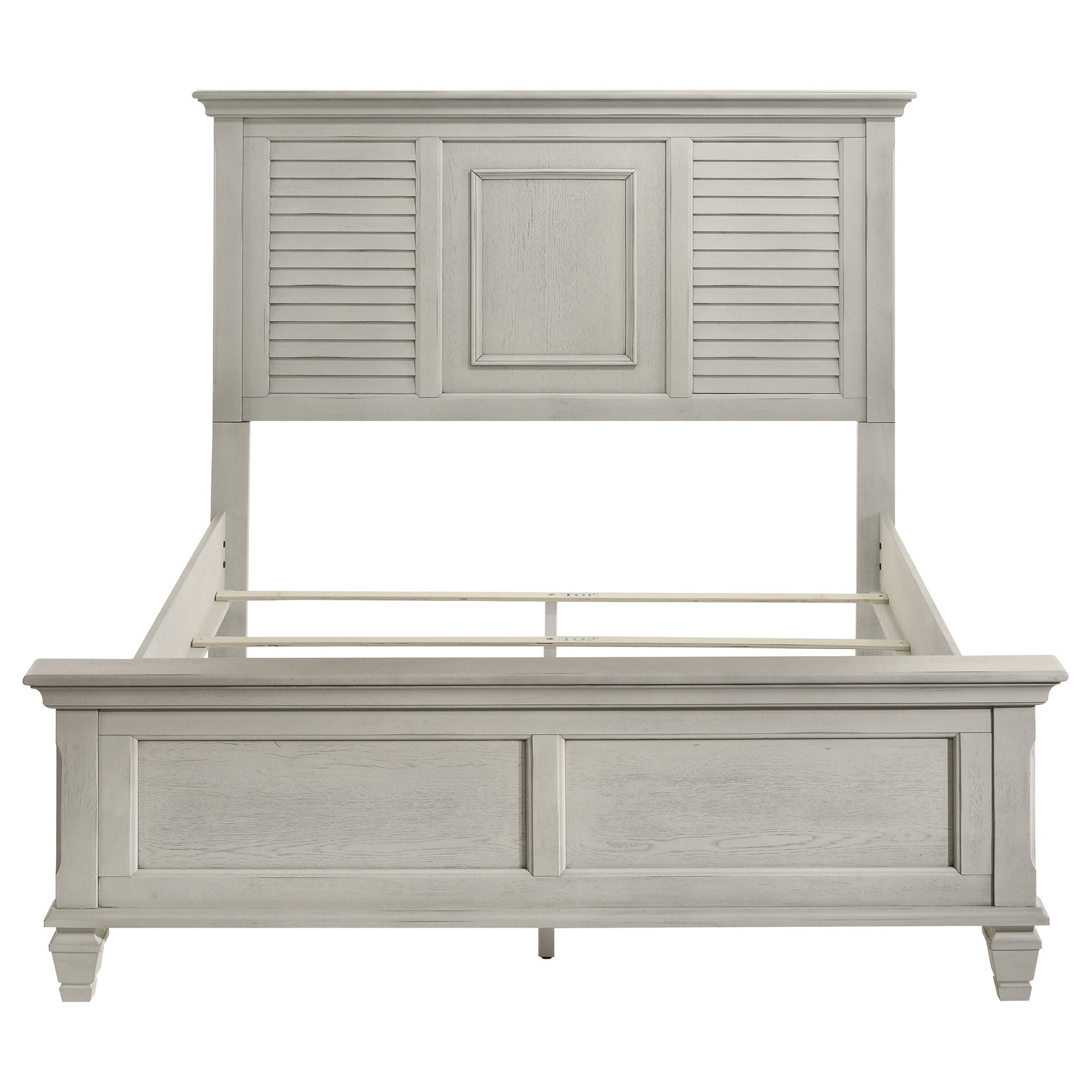 Franco Wood Queen Panel Bed Distressed White - Tampa Furniture Outlet