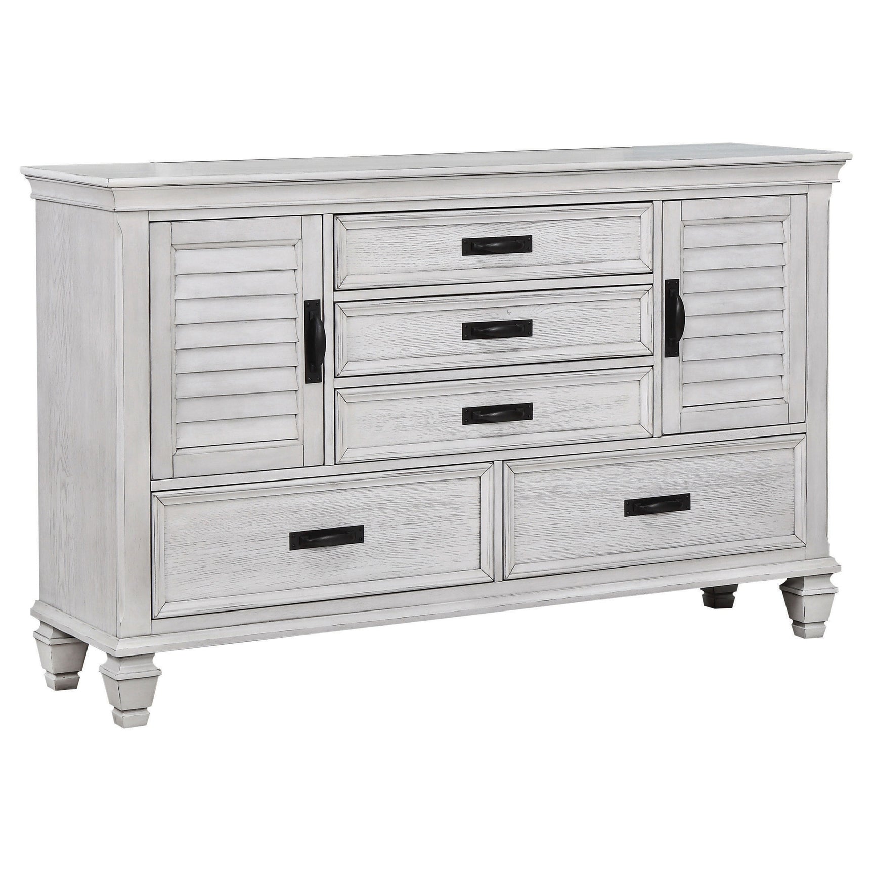 Tampa Furniture Outlet - Coaster - Franco 5-drawer Dresser Distressed White - 205333