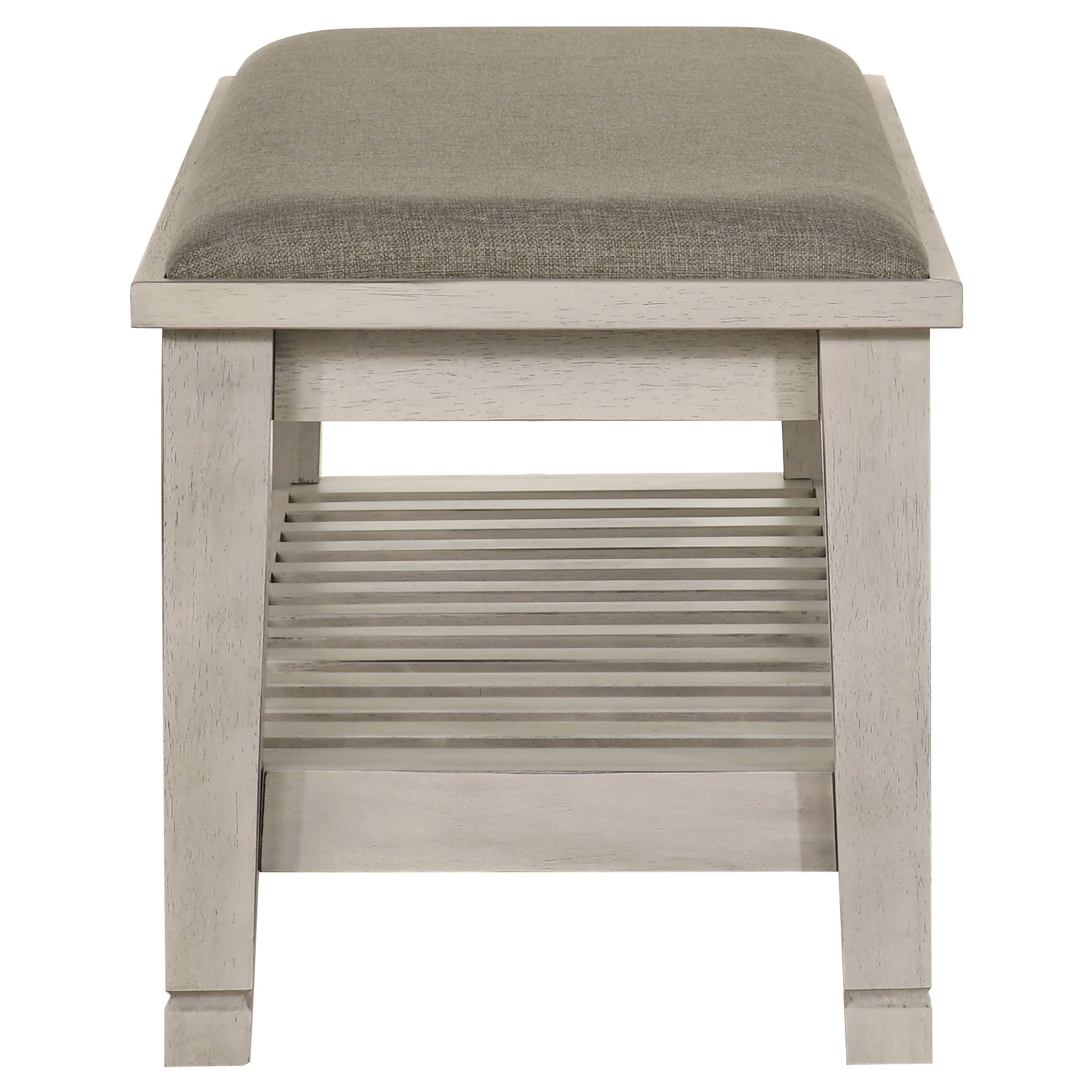 Franco Fabric Upholstered Bench with Shelf Distressed White