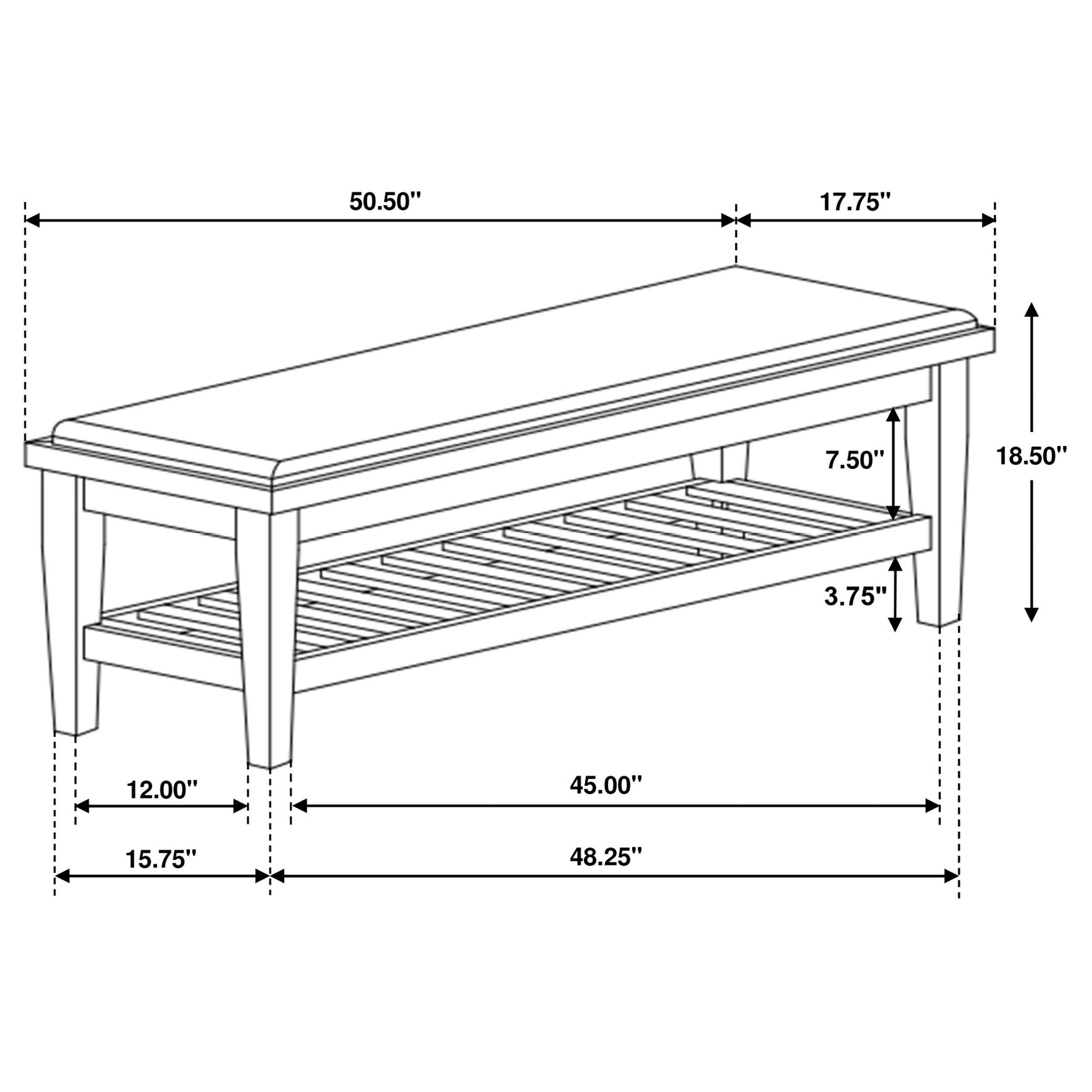 Franco Fabric Upholstered Bench with Shelf Distressed White - Tampa Furniture Outlet