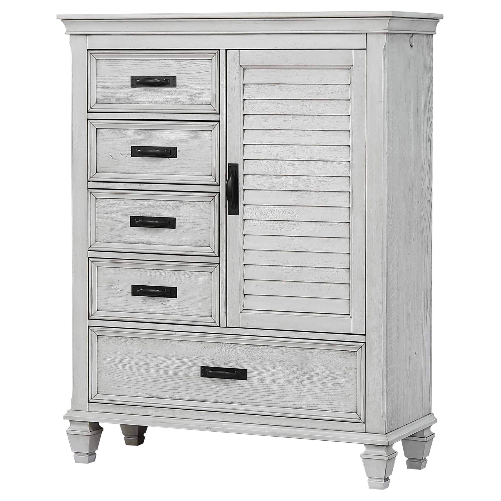 Franco 5-drawer Door Chest Distressed White - Tampa Furniture Outlet