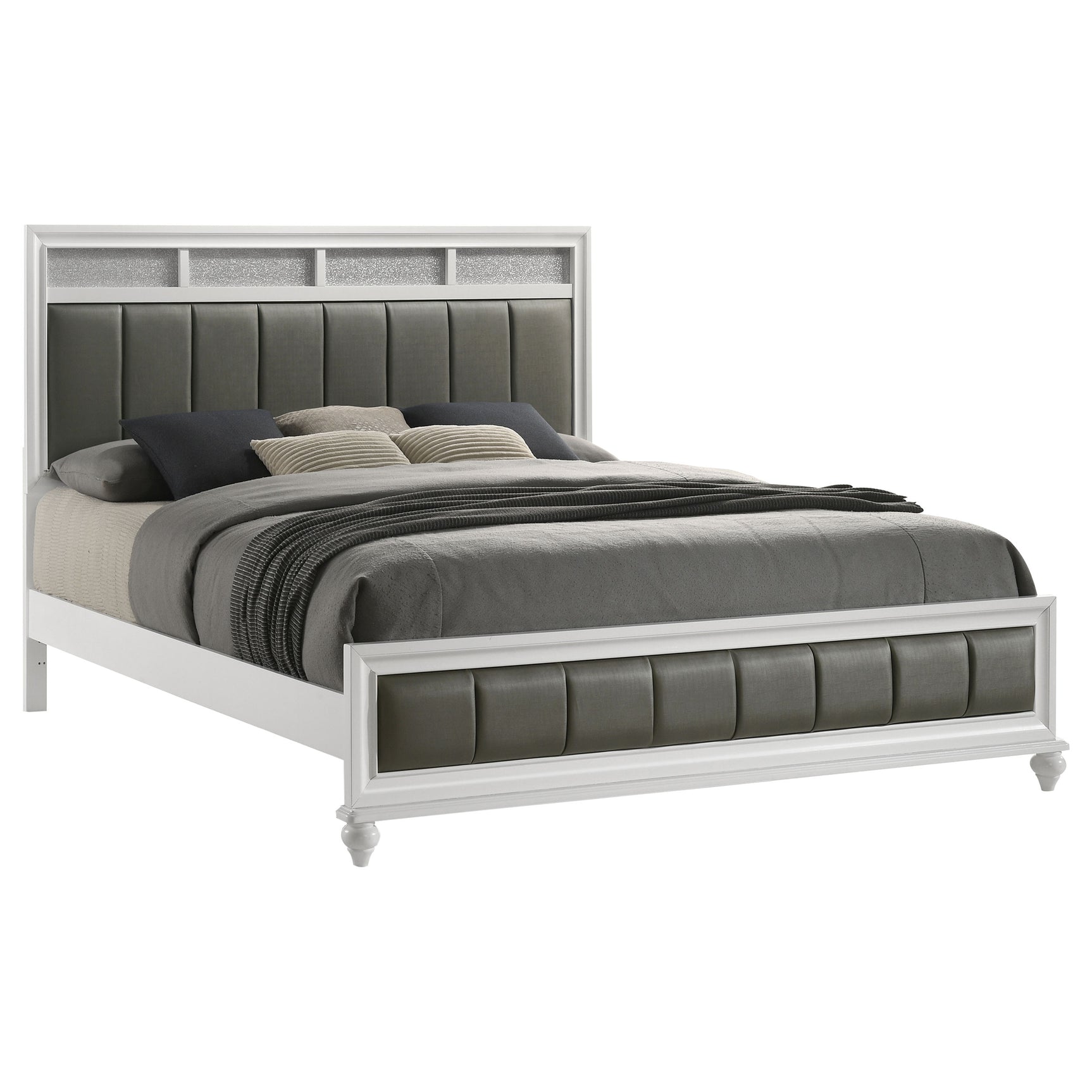 Barzini Wood Eastern King Panel Bed White - Tampa Furniture Outlet