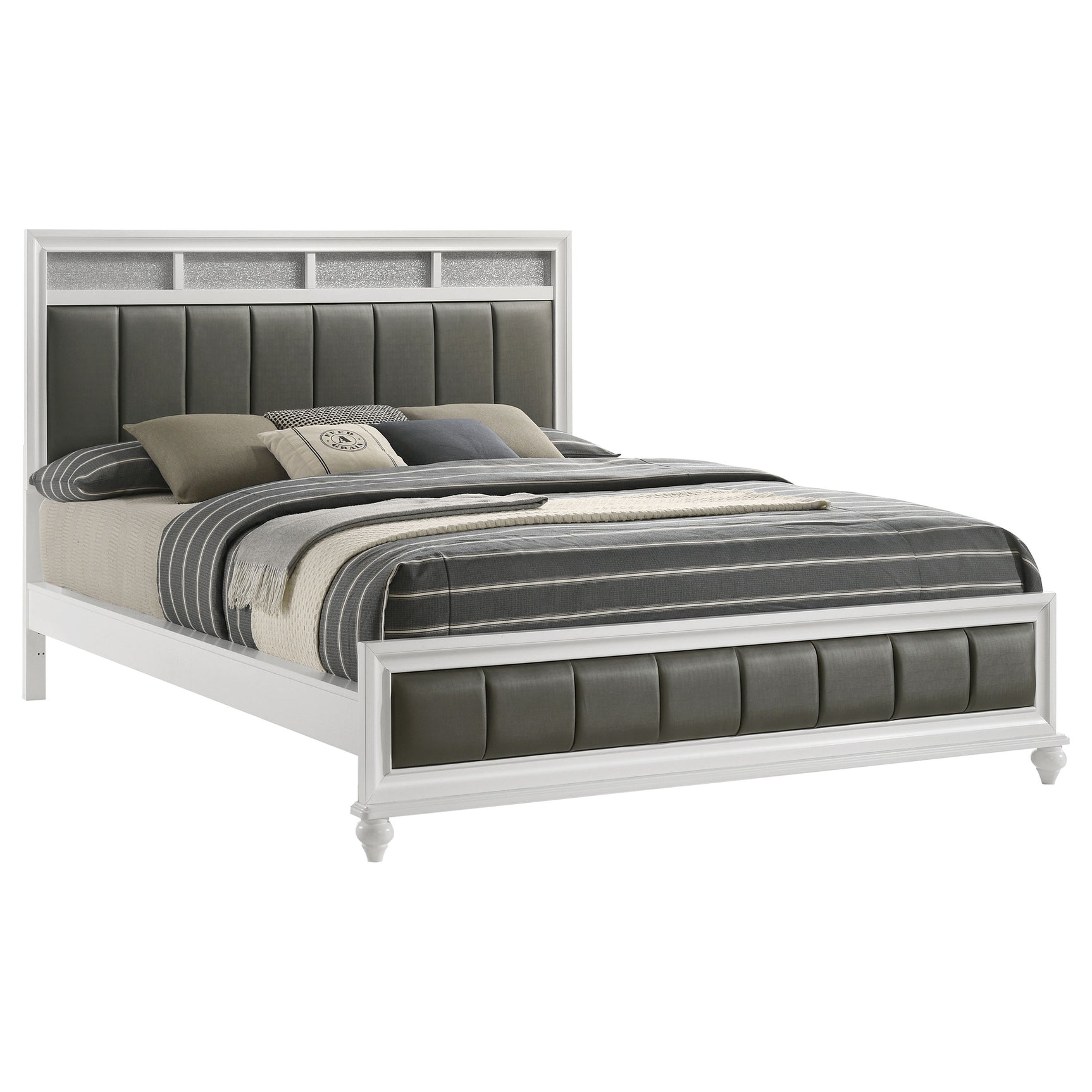 Barzini Wood California King Panel Bed White - Tampa Furniture Outlet