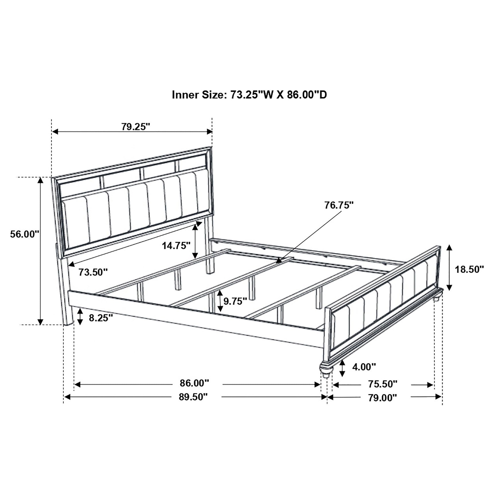 Barzini Wood California King Panel Bed White - Tampa Furniture Outlet