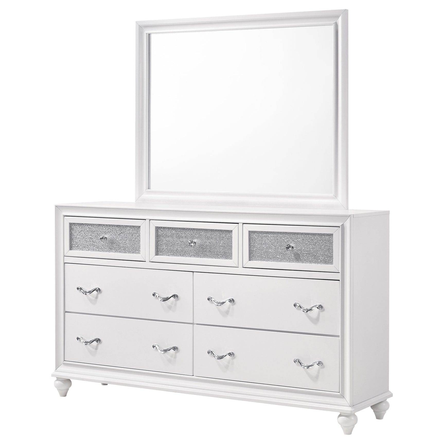 Barzini 7-drawer Dresser with Mirror White - Tampa Furniture Outlet