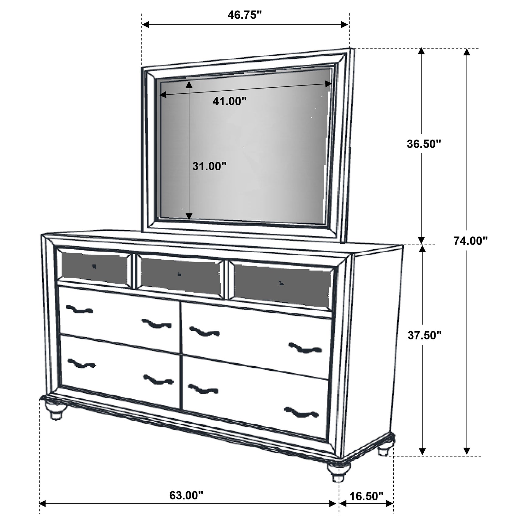 Barzini 7-drawer Dresser with Mirror White - Tampa Furniture Outlet