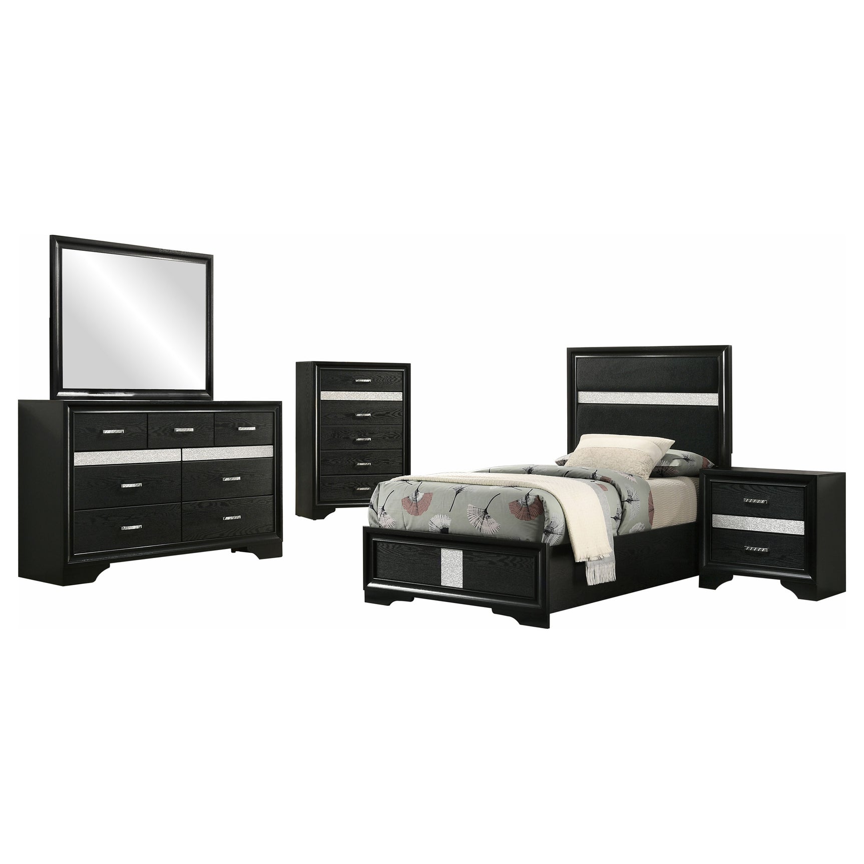 Miranda 5-piece Twin Bedroom Set Black - Tampa Furniture Outlet